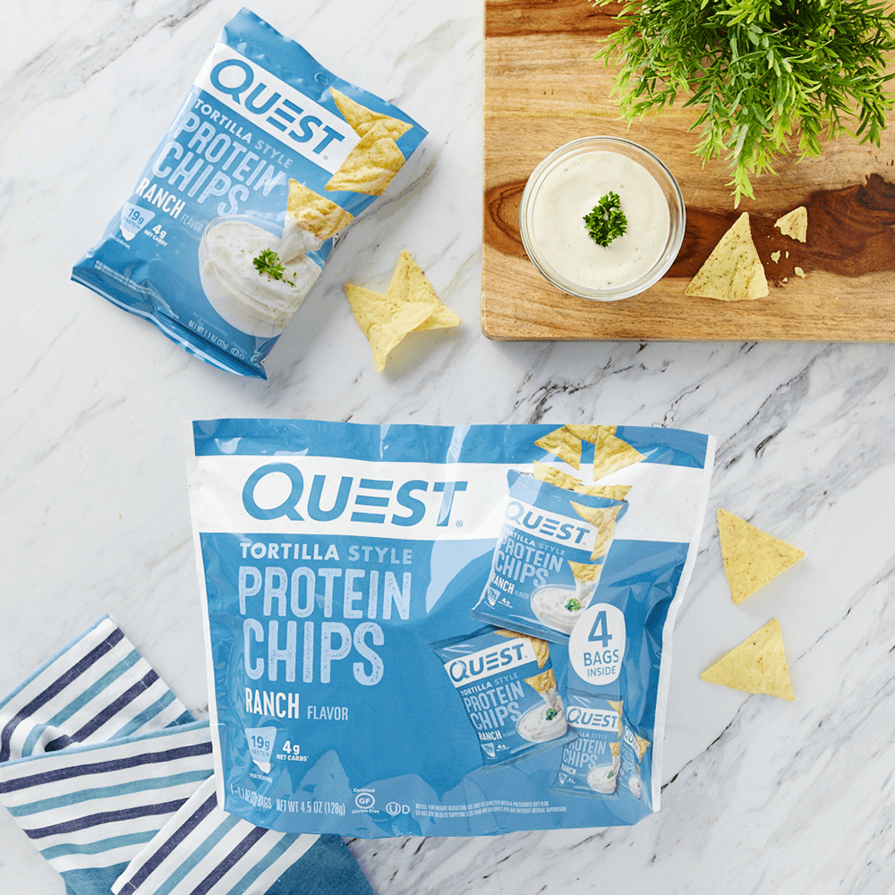 (2 pack) Quest Tortilla Style Protein Chips, Ranch, Baked, Gluten Free, 4 Count