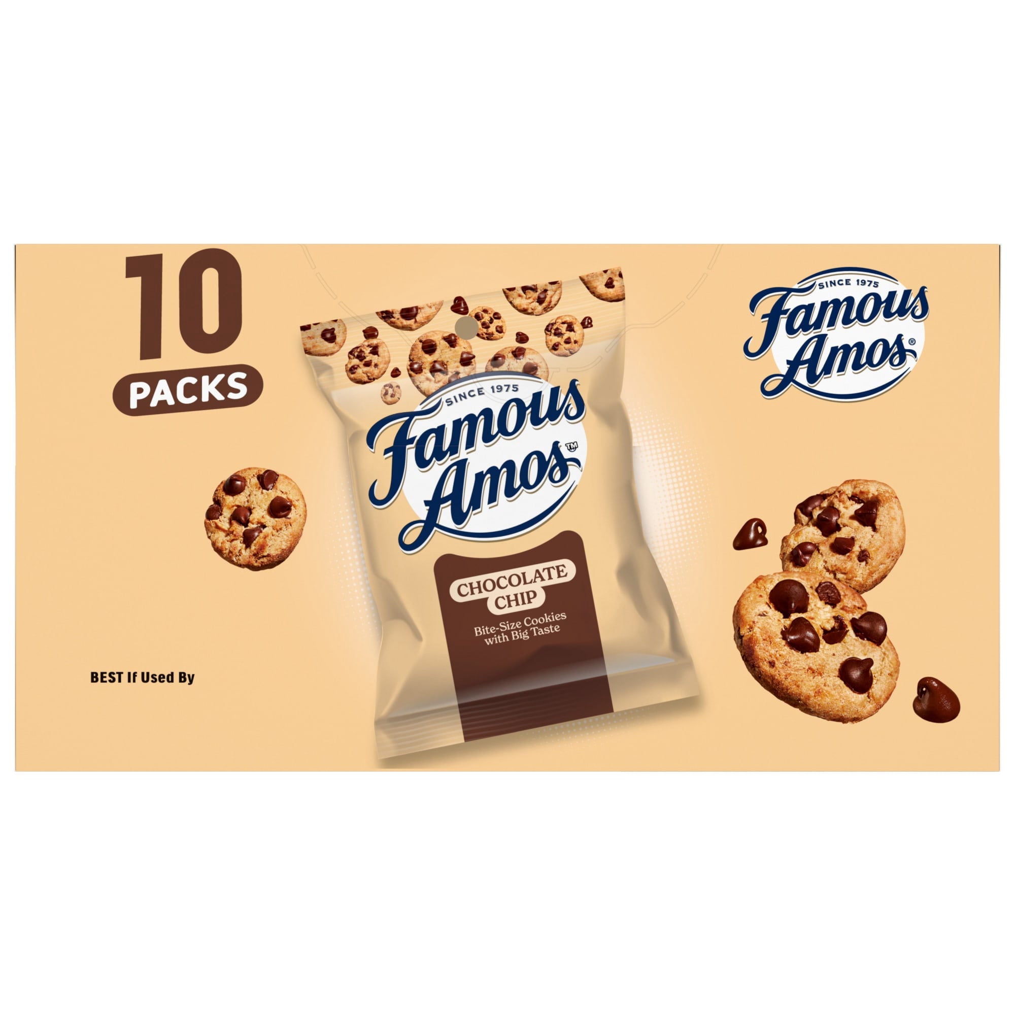 Famous Amos Classic Chocolate Chip Cookies, Bite-size cookies, Sweet Treats, 10 Pack Box, 1oz Bag