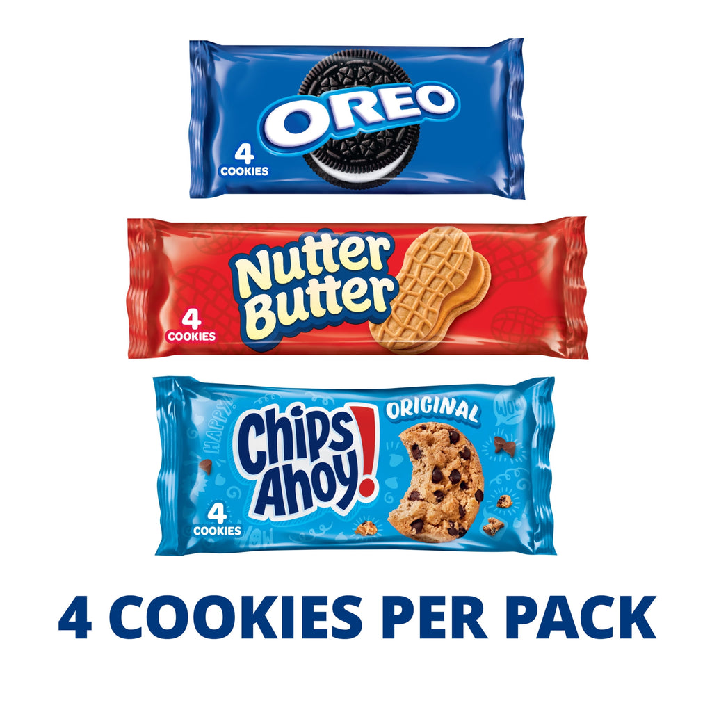 Nabisco Cookies Variety Pack, OREO, Nutter Butter, and CHIPS AHOY!, 10 Four-Cookie Snack Packs