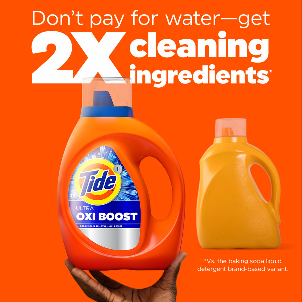 Tide Ultra Oxi Boost Liquid Laundry Detergent, Advanced Stain Remover, 92 fl oz, 65 Loads