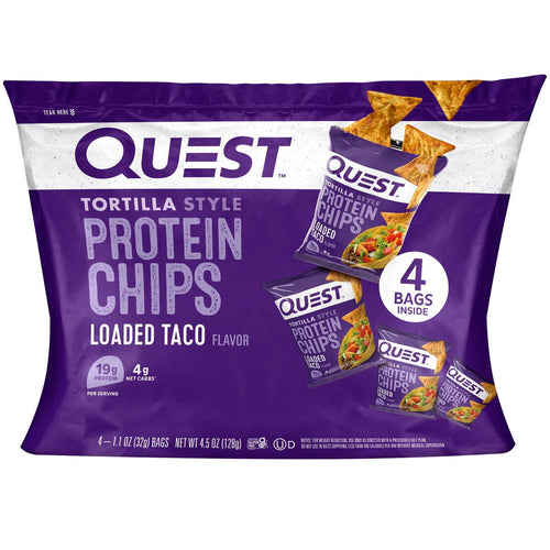 (2 pack) Quest Tortilla Style Protein Chips, Loaded Taco Flavor, Baked, Low Carb, 4 Count