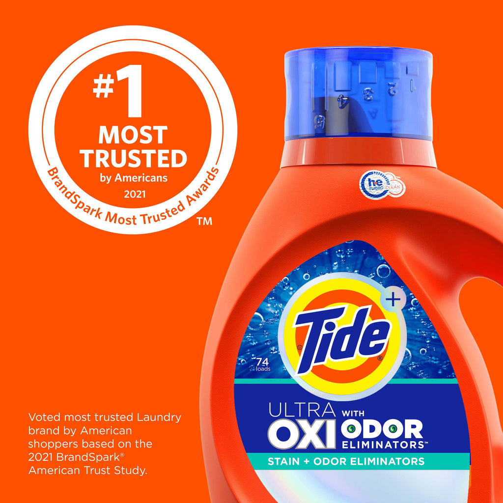 Tide Ultra Oxi with Odor Eliminators Liquid Laundry Detergent, 64 Loads, 92 fl oz