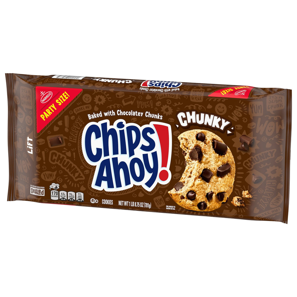 CHIPS AHOY! Chunky Fudgy Chocolate Chip Cookies, Party Size, 24.75 oz