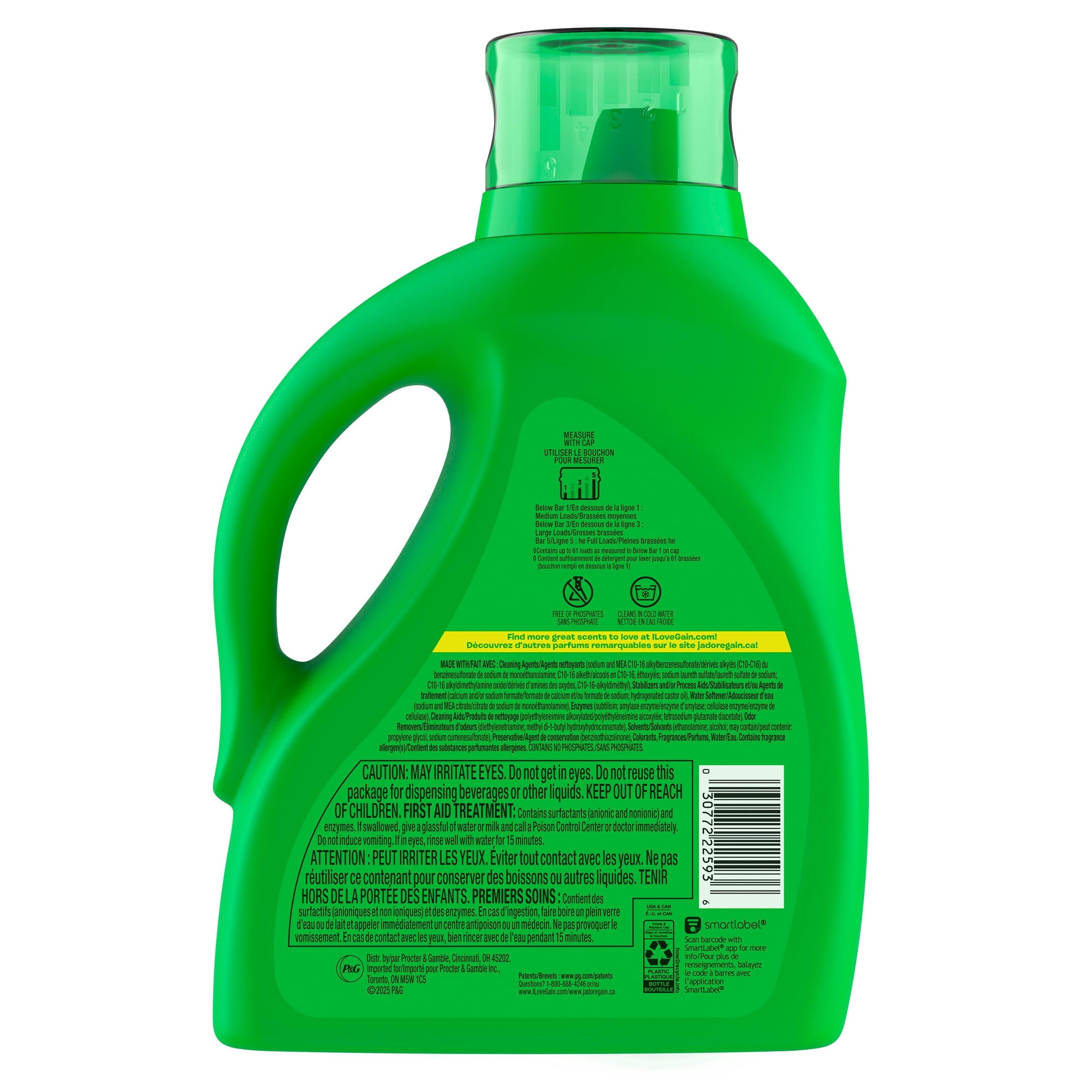 Gain Laundry Detergent Liquid, Now with Odor Defense, Original Scent, 81 fl oz, 61 Loads