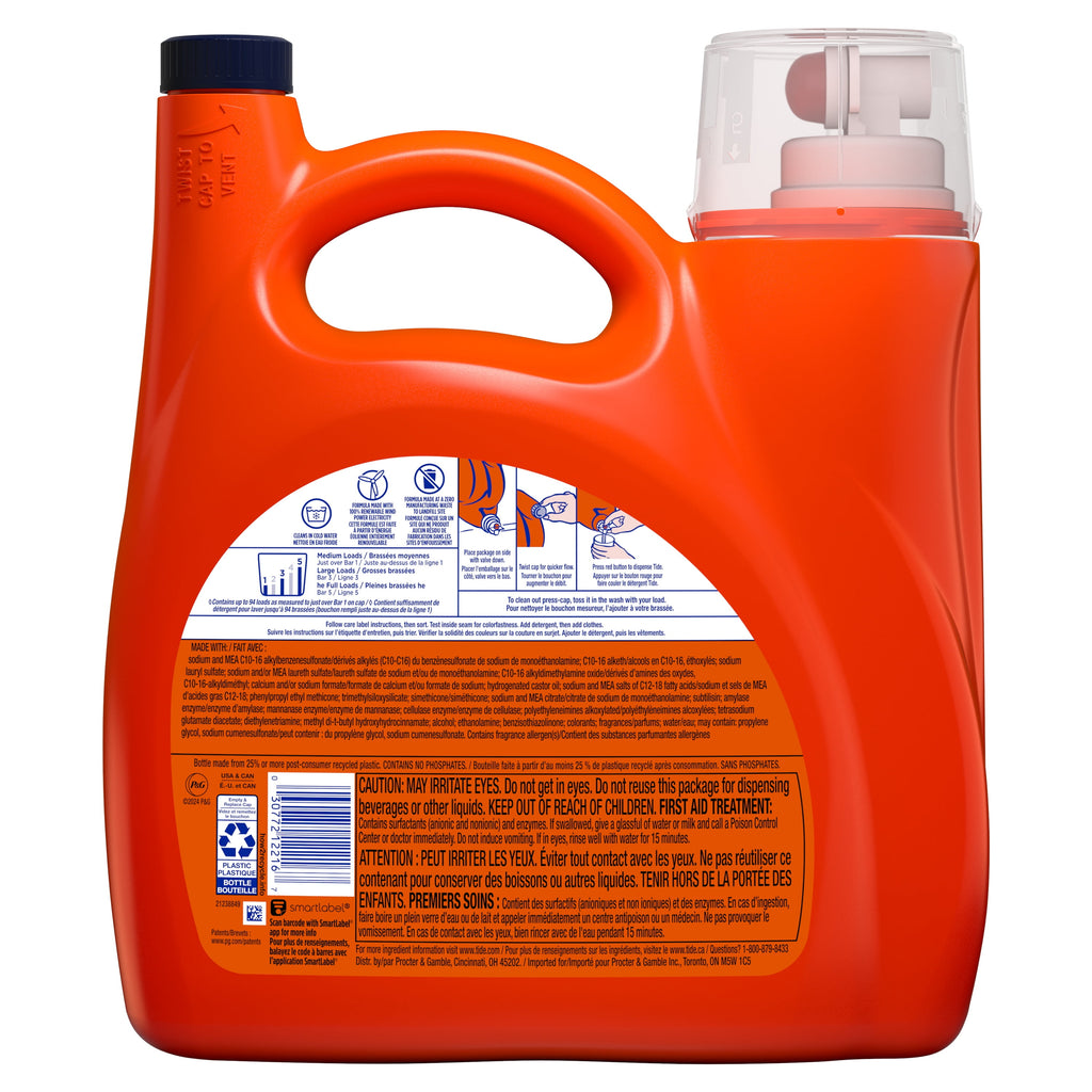 Tide Ultra Hygienic Clean Liquid Laundry Detergent, Original Scent, 84 fl oz, 59 Loads