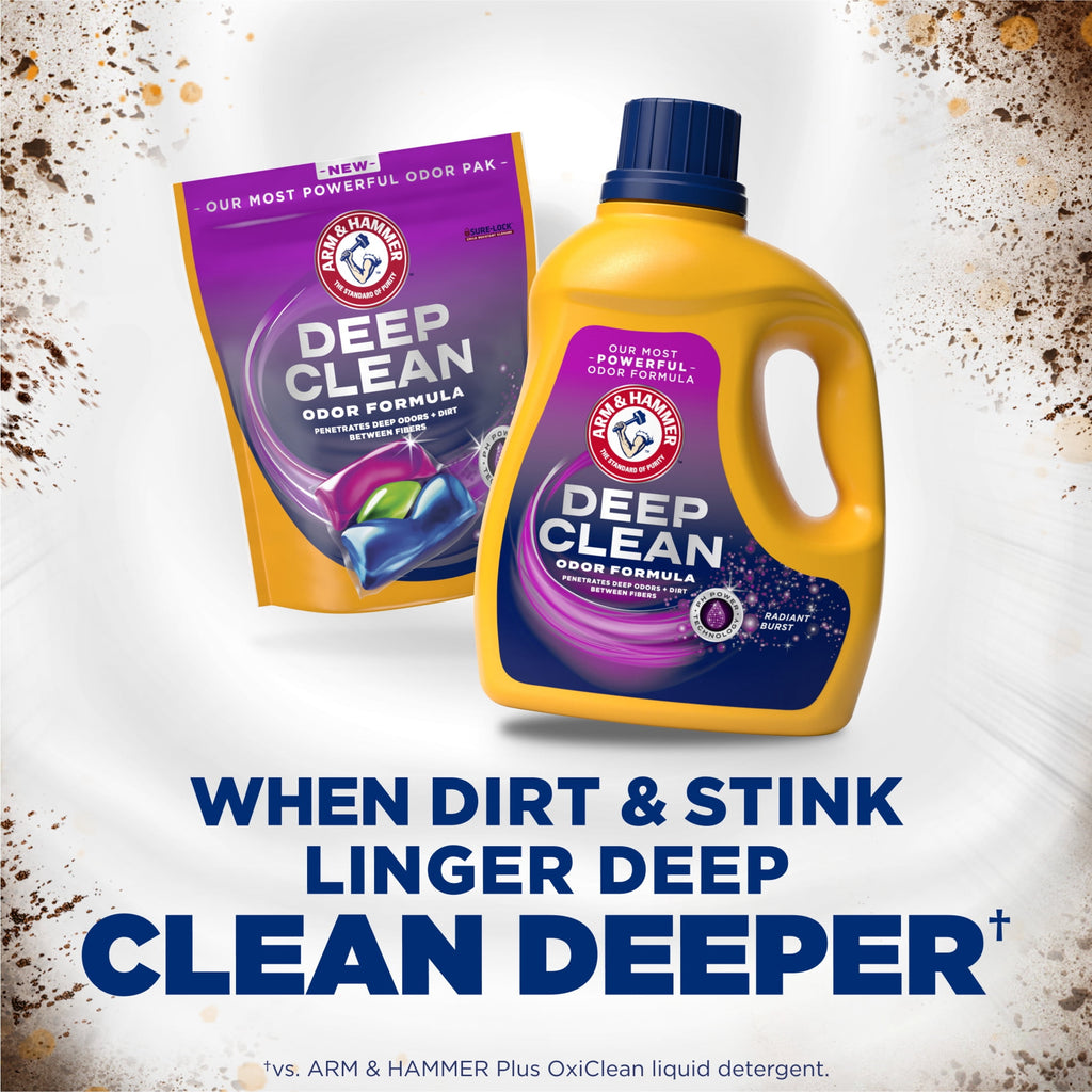 ARM & HAMMER Deep Clean Odor Formula Liquid Laundry Detergent, Radiant Burst, 75 Fl Oz