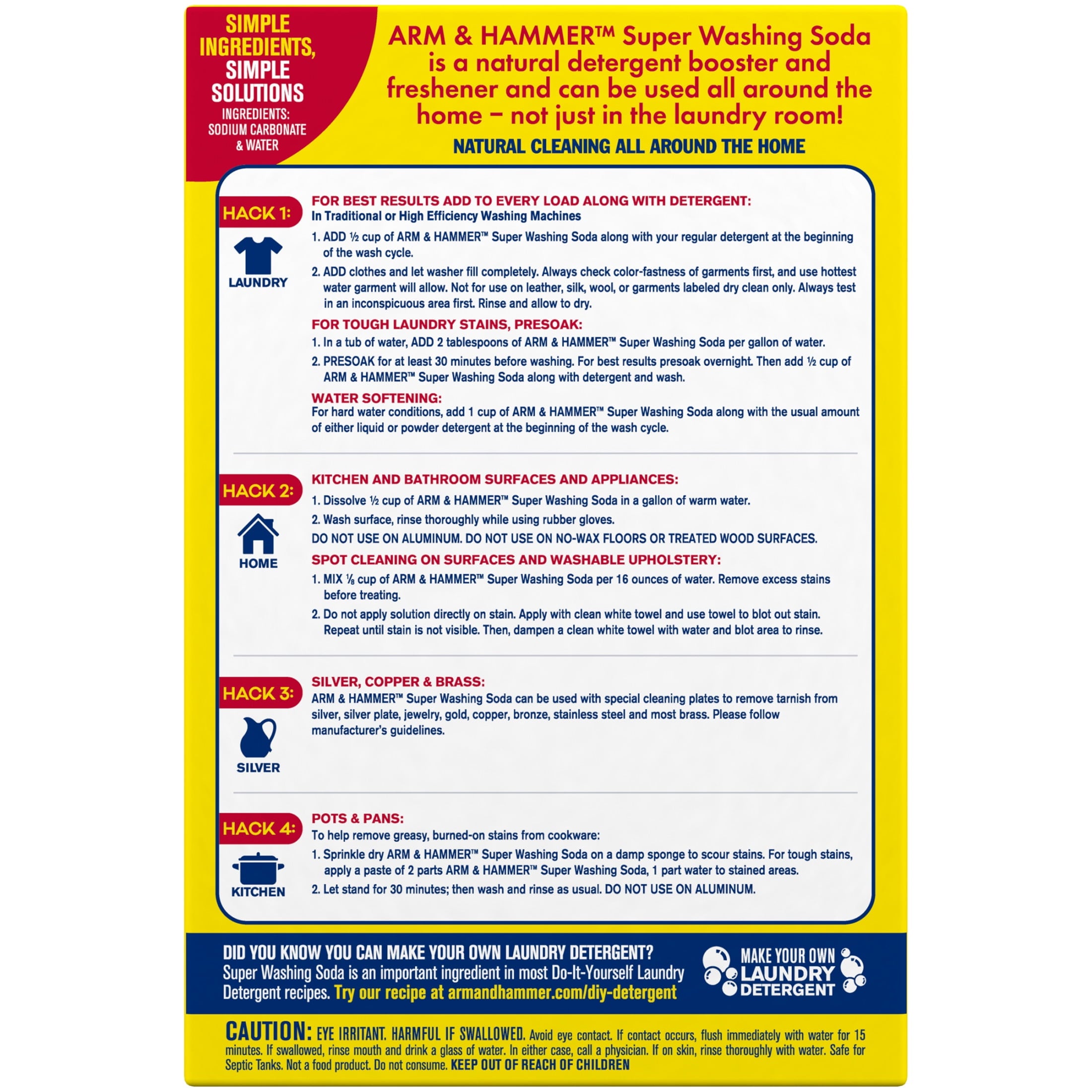 ARM & HAMMER Super Washing Soda Powder Laundry Detergent Booster & Household Cleaner, 55 oz