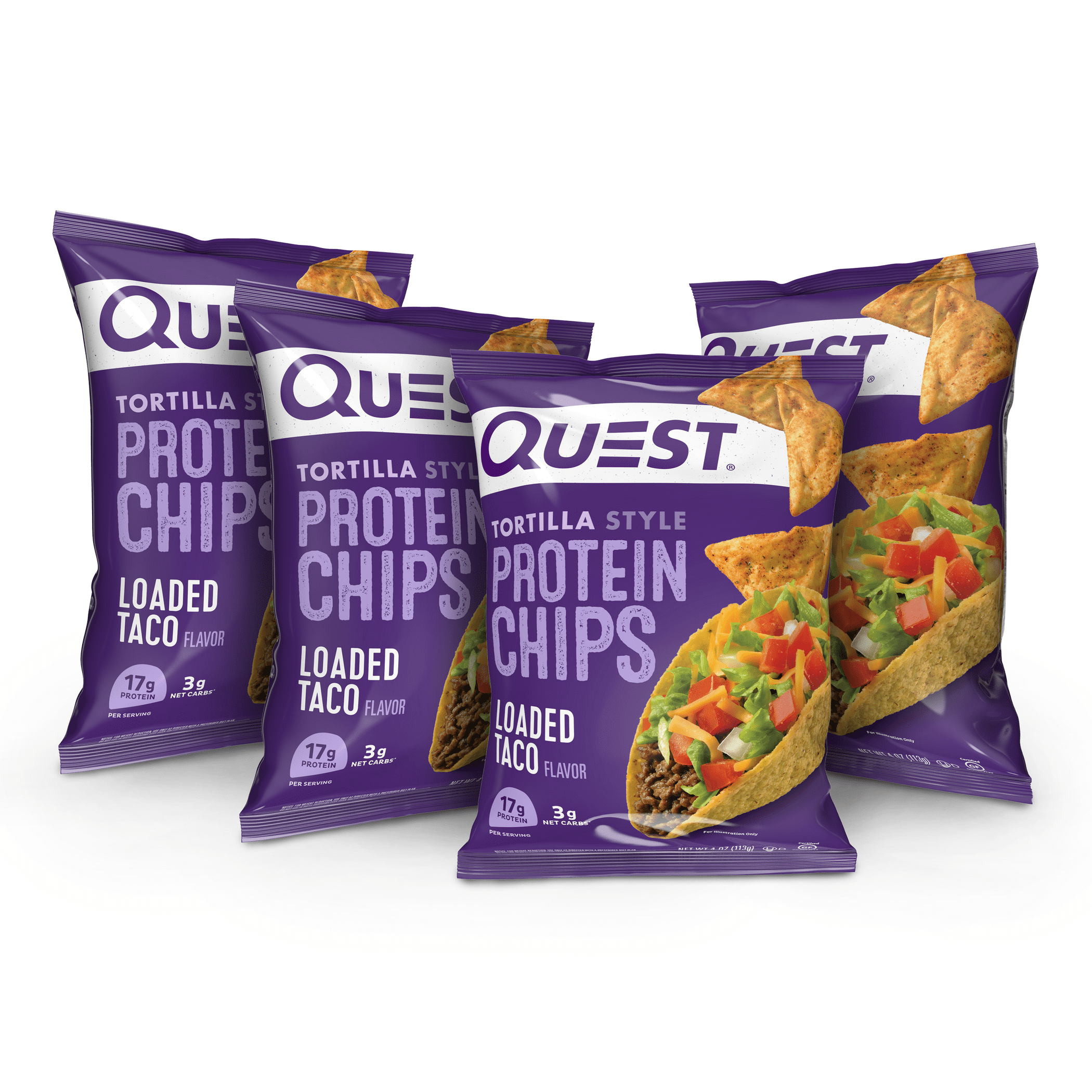 (2 pack) Quest Tortilla Style Protein Chips, Loaded Taco Flavor, Baked, Low Carb, 4 Count