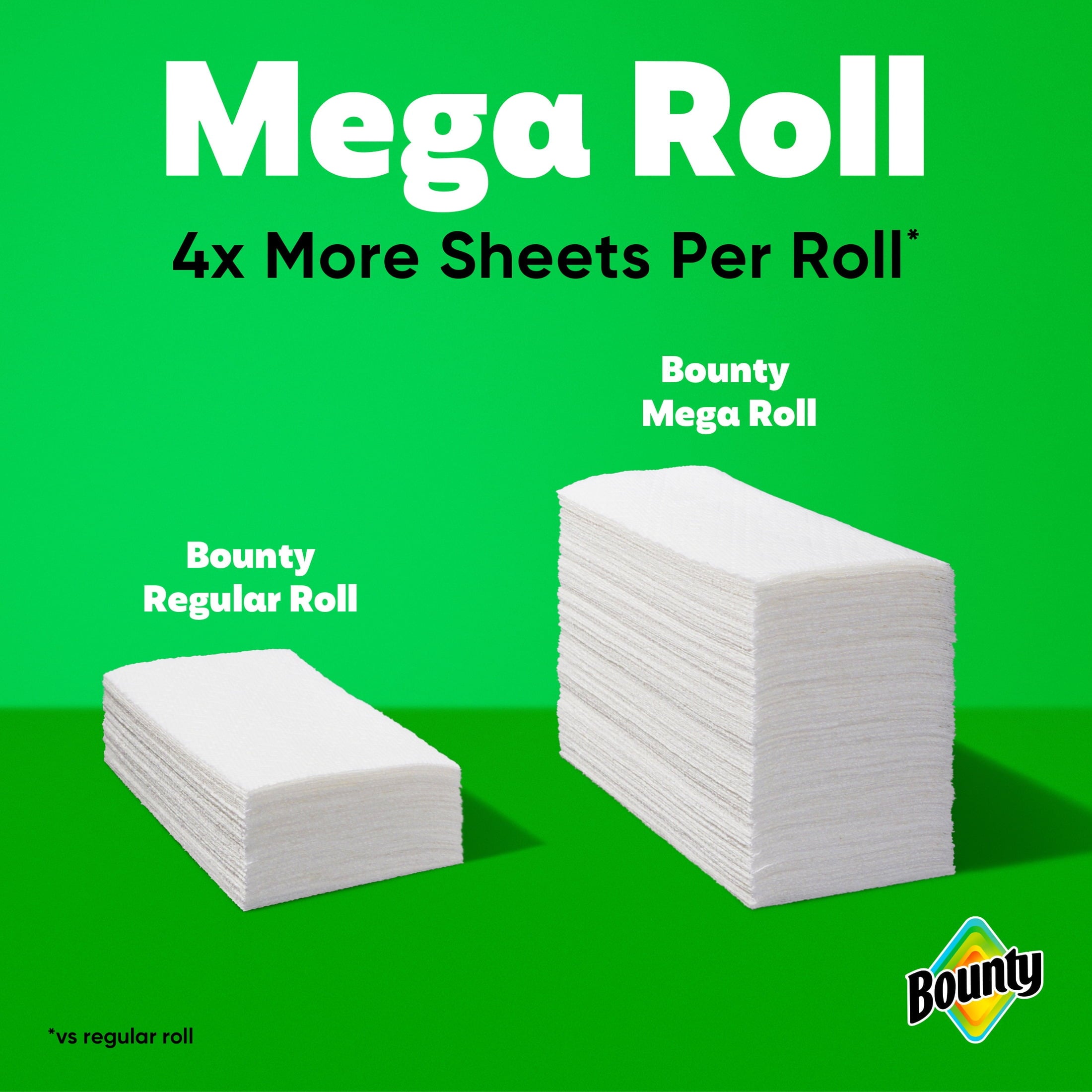 Bounty Paper Towels Full Sheet White, 6 Mega Rolls, 100 Sheets per Roll
