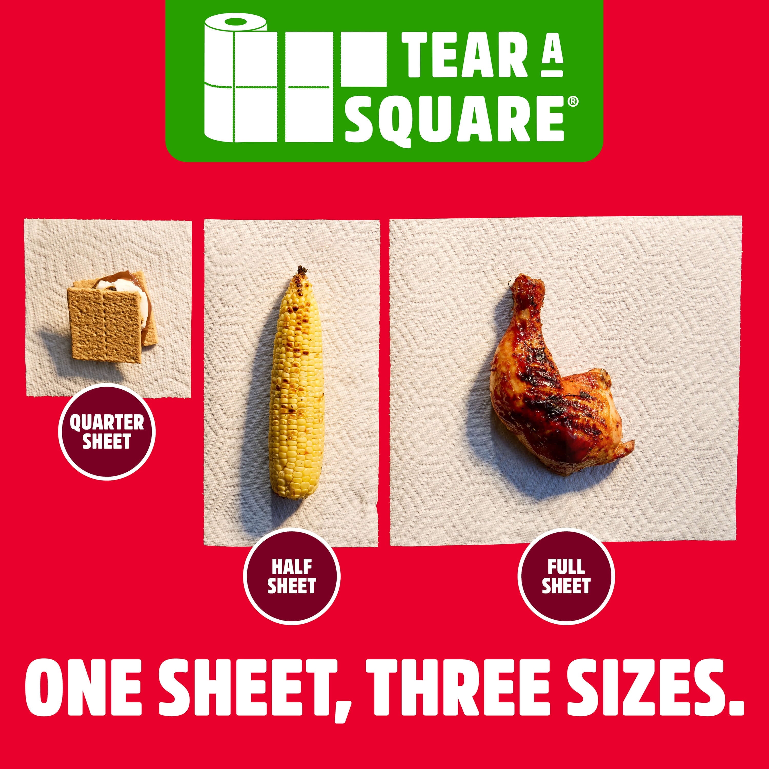 Brawny Tear-A-Square 3-Ply Paper Towels, 6 Double Rolls, 76 Sheets per Roll
