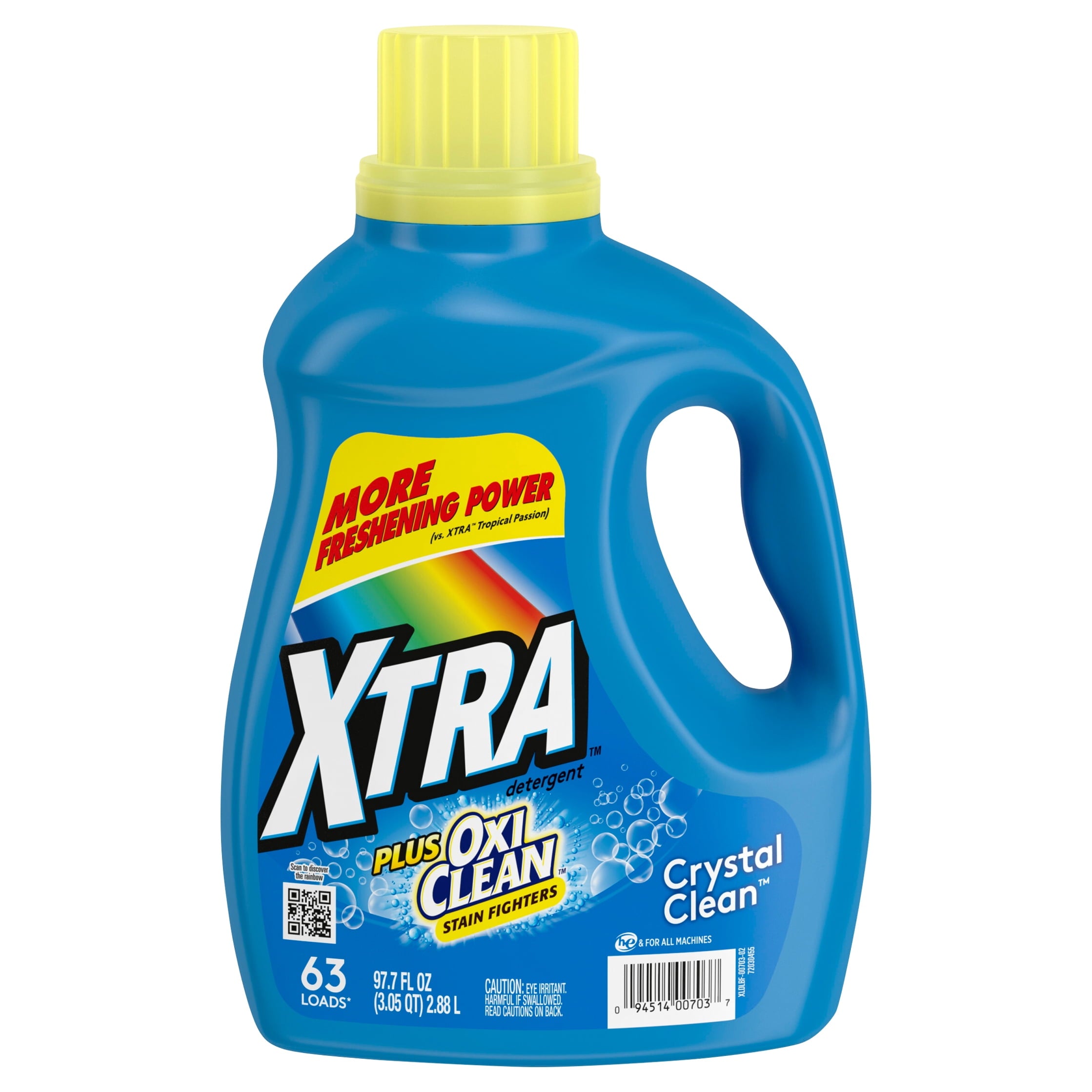 XTRA Plus OxiClean Crystal Clean, 63 Loads Liquid Laundry Detergent, 97.7 Fl oz