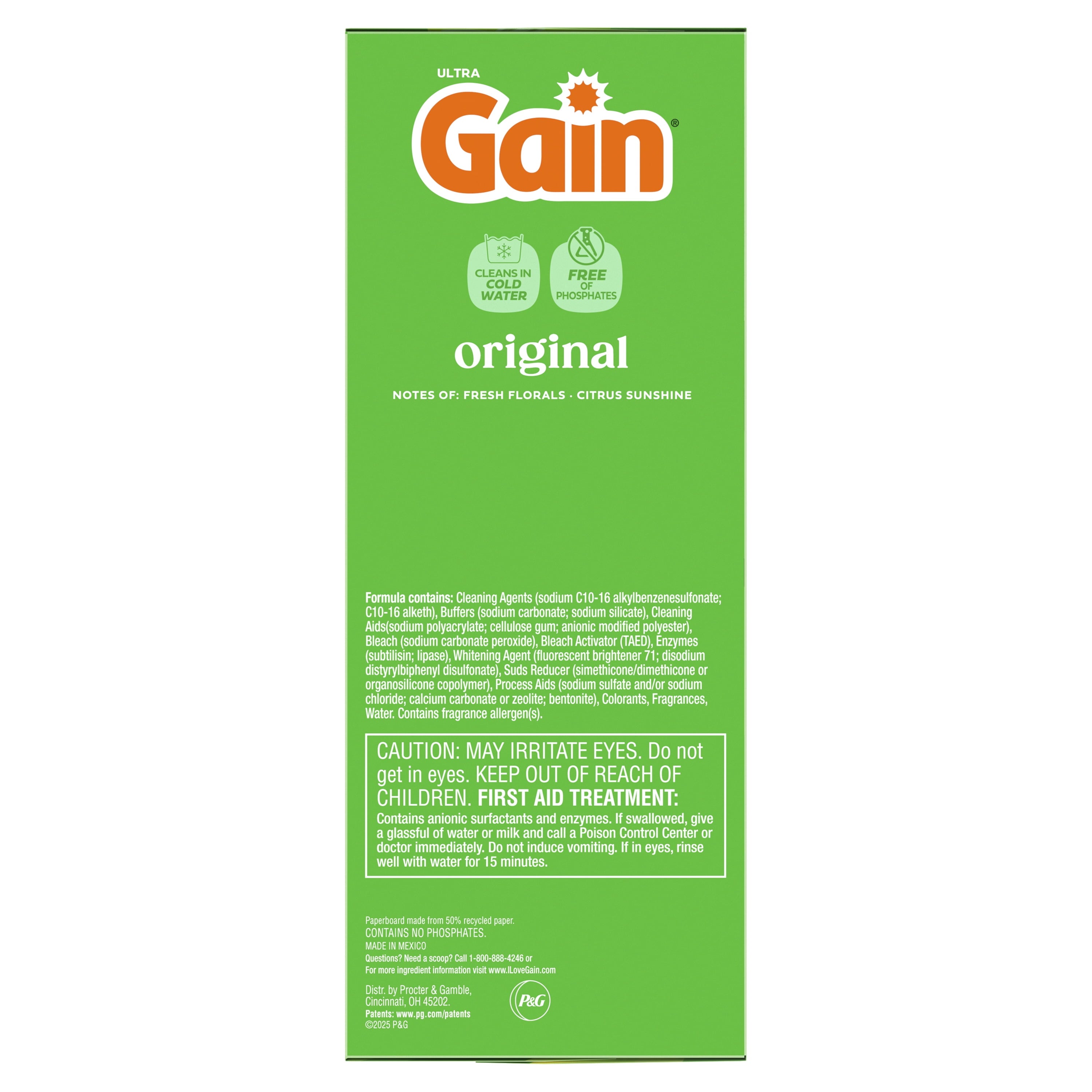 Gain Powder Laundry Detergent, Original Scent, 123 oz, 133 Loads