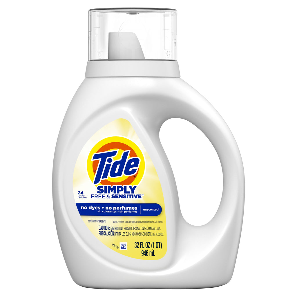 Tide Simply Liquid Laundry Detergent, Free & Sensitive, 32 fl oz, 24 Loads