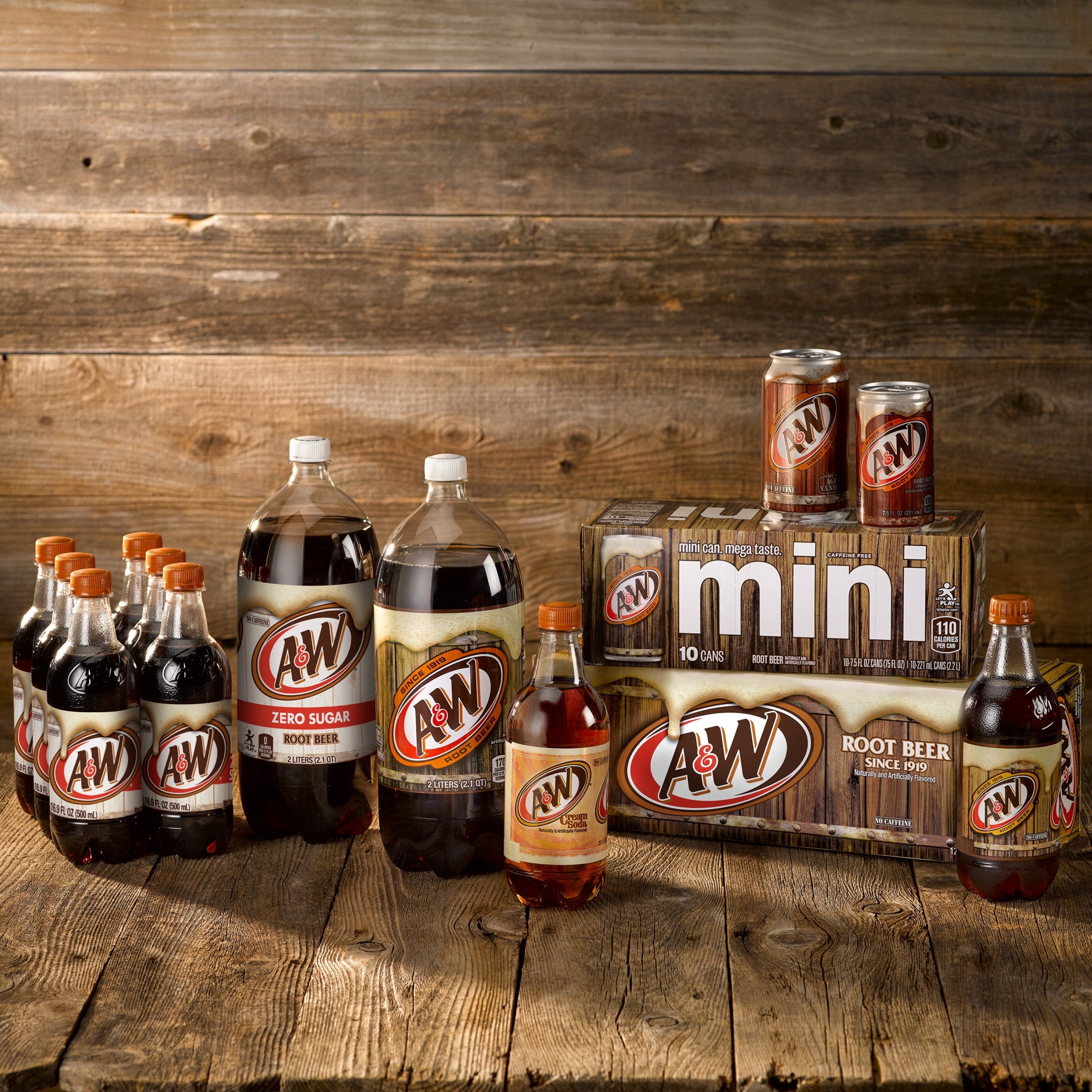 A&W Root Beer Soda Pop, 7.5 fl oz, 10 Pack Cans