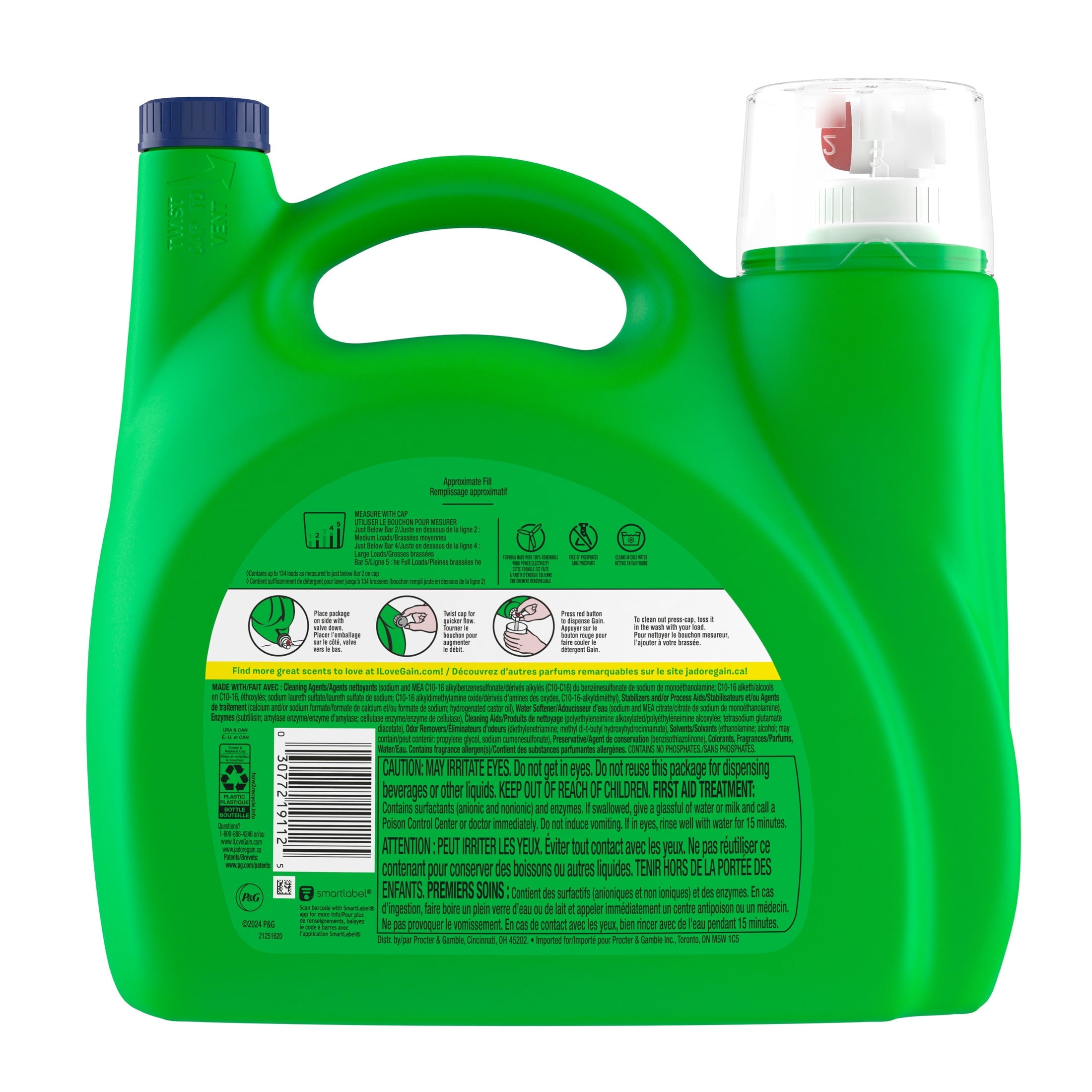 Gain Laundry Detergent Liquid with Odor Fighters, Moonlight Breeze Scent, 46 fl oz, 32 Loads