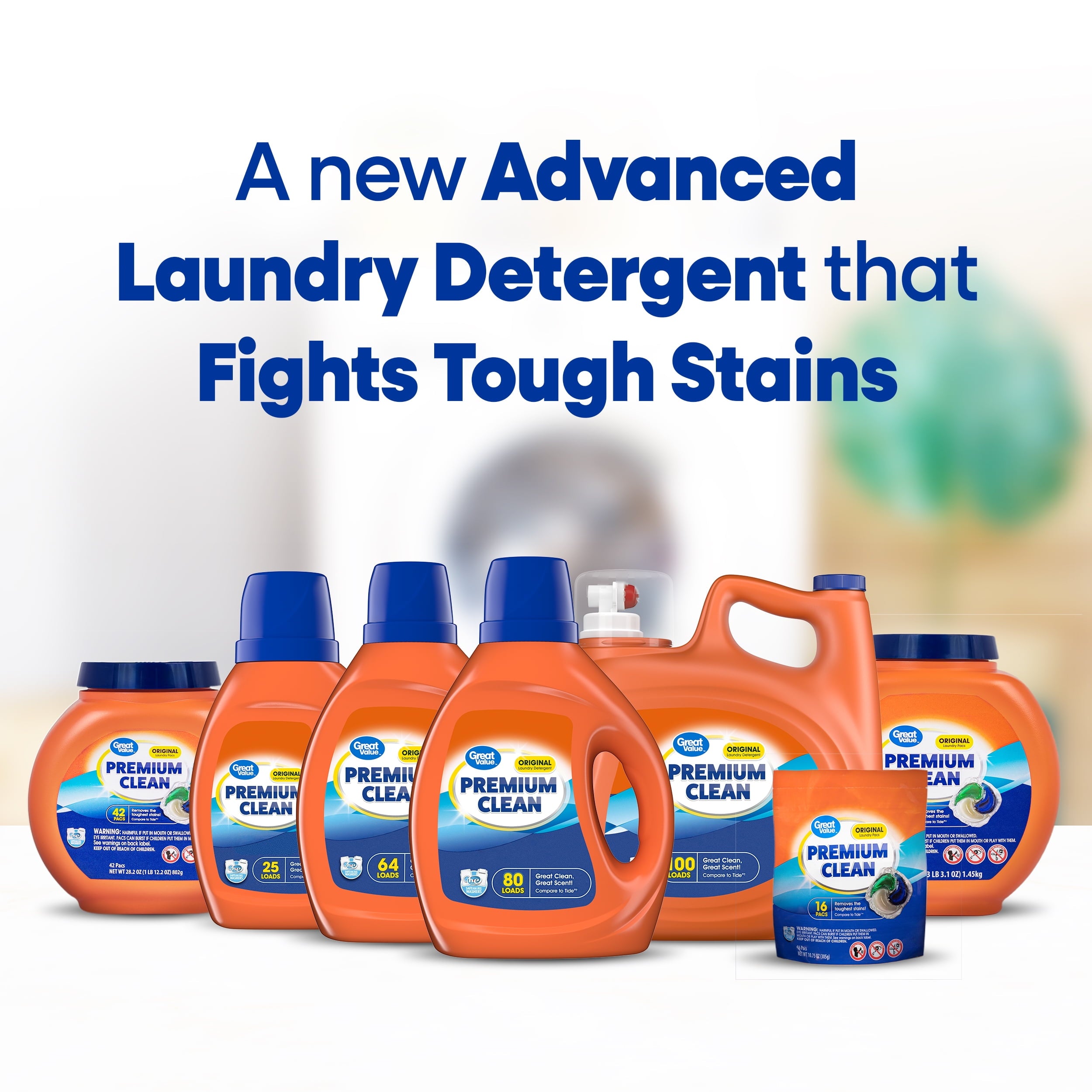 Great Value Premium Clean Original Laundry Detergent 34 fl oz, 25 loads