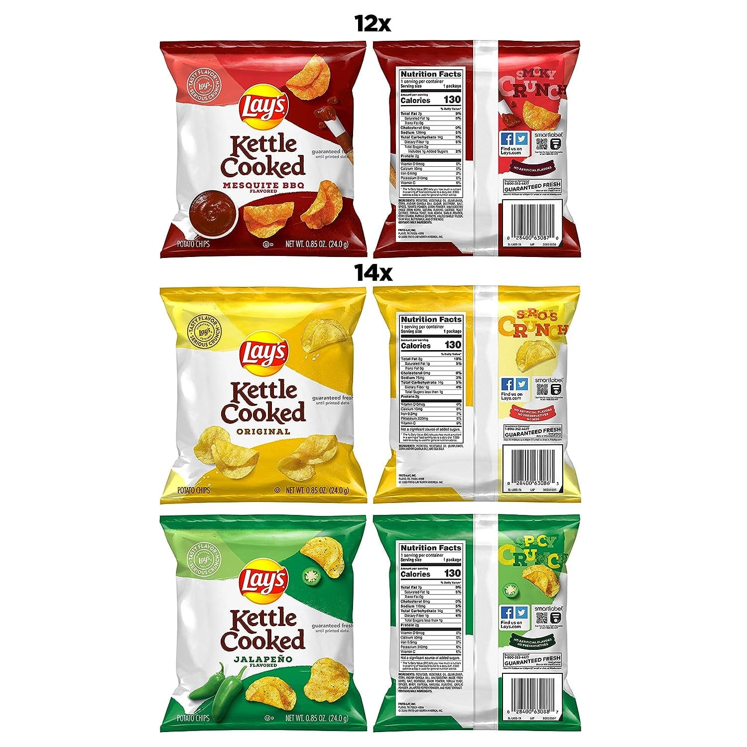 Lay's Potato Chip Variety Pack Snack Chips, 40 Count Multipack