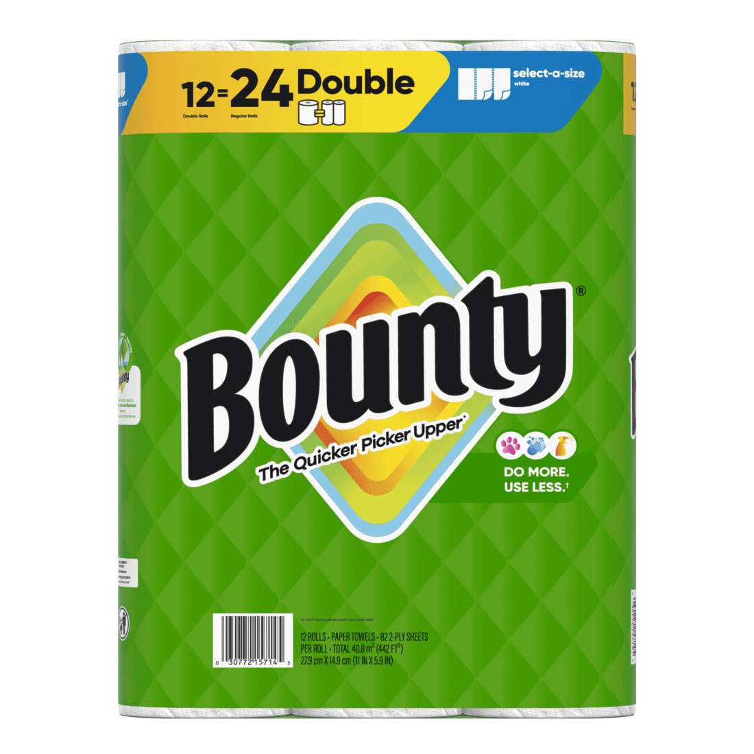 Bounty Paper Towels Select-A-Size White, 12 Double Rolls, 82 Sheets Per Roll