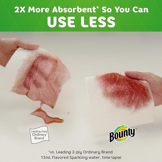 Bounty Select-A-Size Paper Towels, White, 2 Triple Rolls = 6 Regular Rolls (Pack of 1)