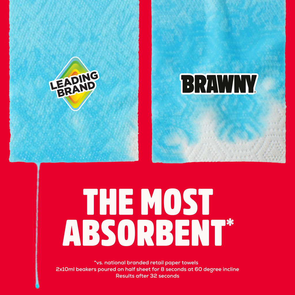 Brawny Tear-A-Square 3-Ply Paper Towels, 8 Triple Rolls, 114 Sheets per Roll