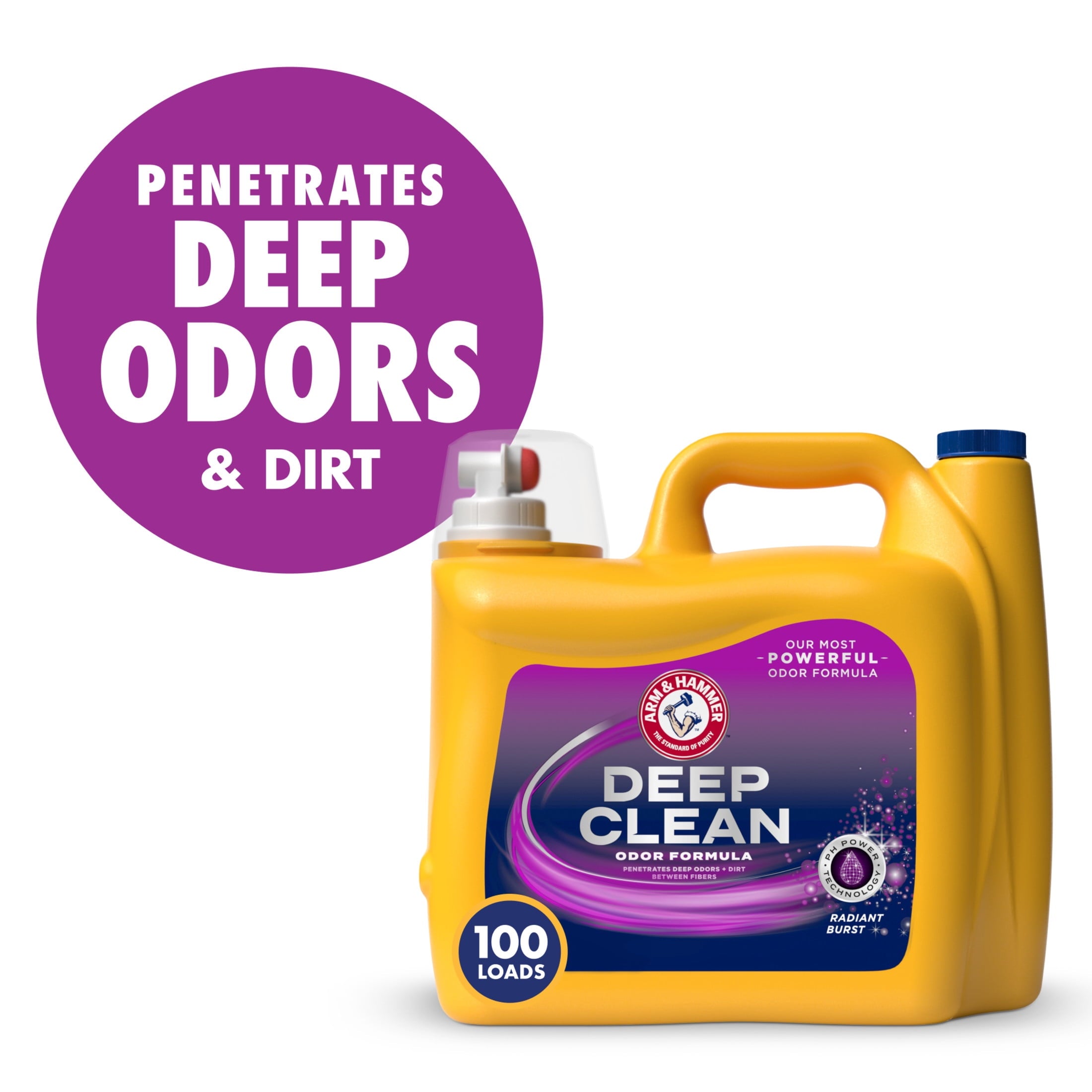 ARM & HAMMER Deep Clean Odor Formula Liquid Laundry Detergent, Radiant Burst, 150 Fl Oz