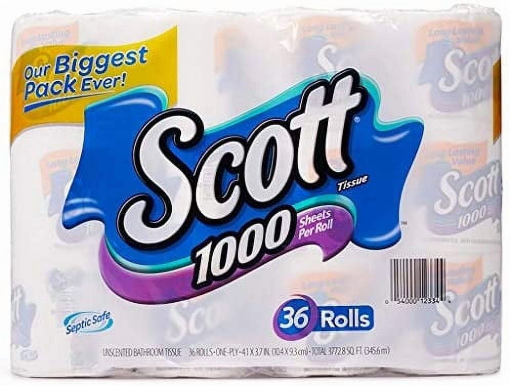 Avi Glatt Scott, 1000 Sheets Per Roll Toilet Paper, 36 Rolls Bath Tissue