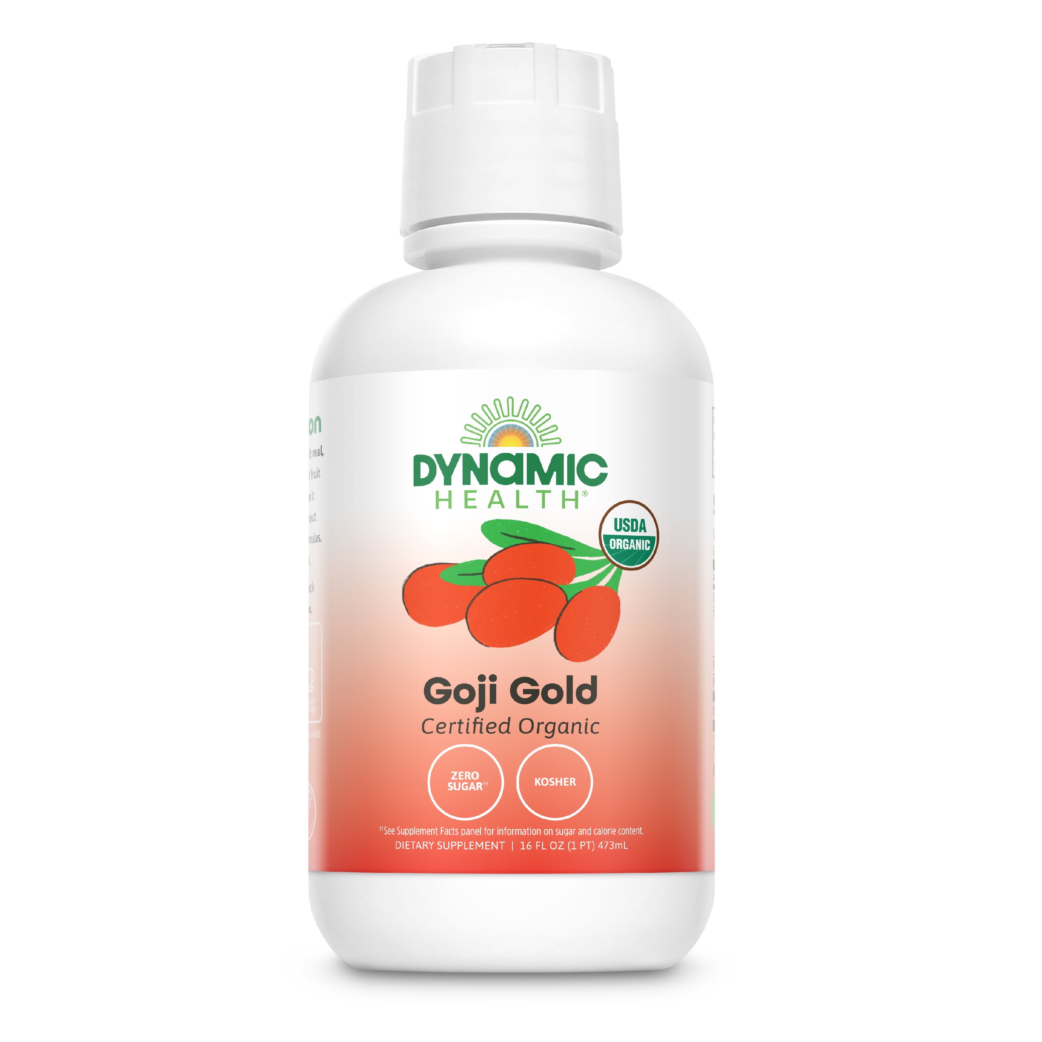 Dynamic Health Goji Gold | Organic Goji 100% Juice | Vegetarian, No Gluten or BPA, Dietary Supplement | 16oz