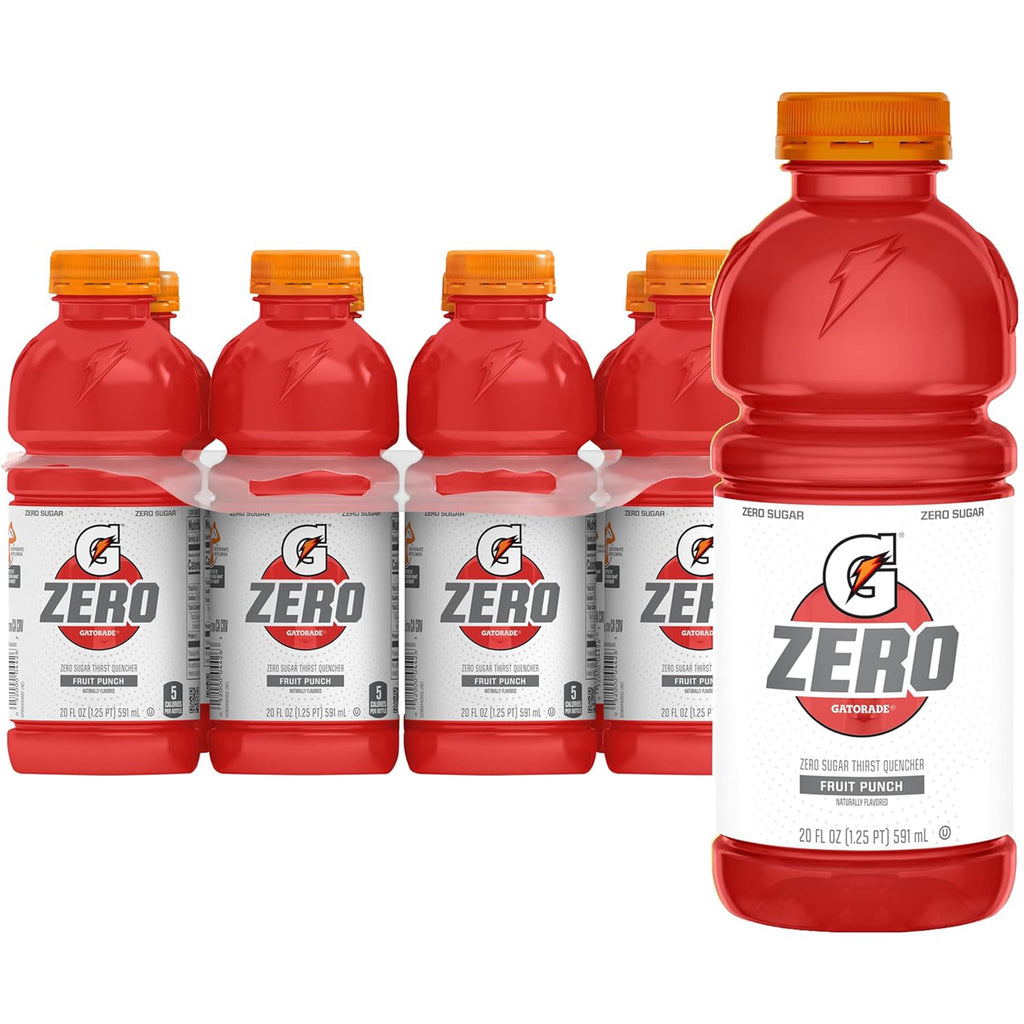 Gatorade Zero Sugar Thirst Quencher Glacier Cherry Sports Drinks, 20 fl oz, 8 Count Bottles