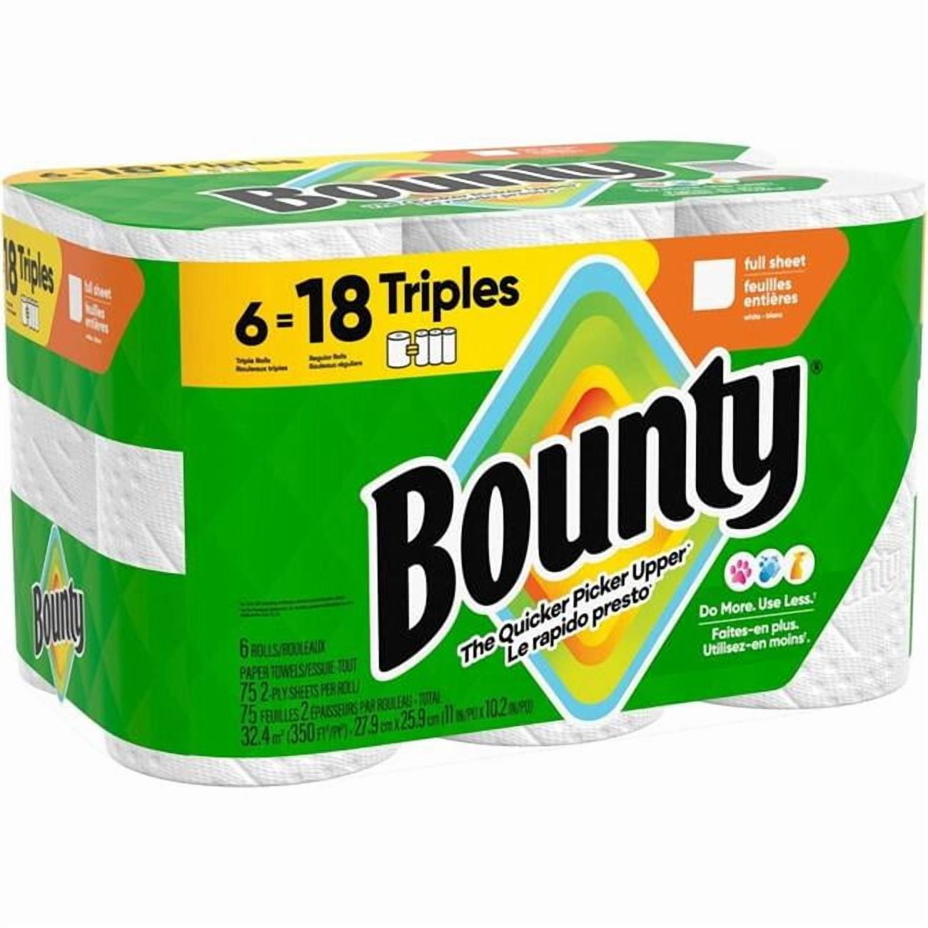 Procter & Gamble PGC16008 Bounty Select-A-Size Paper Towels - 2 Ply - Diamond Texture, Green - 6 Rolls per Case - 75 Count - Pack of 6