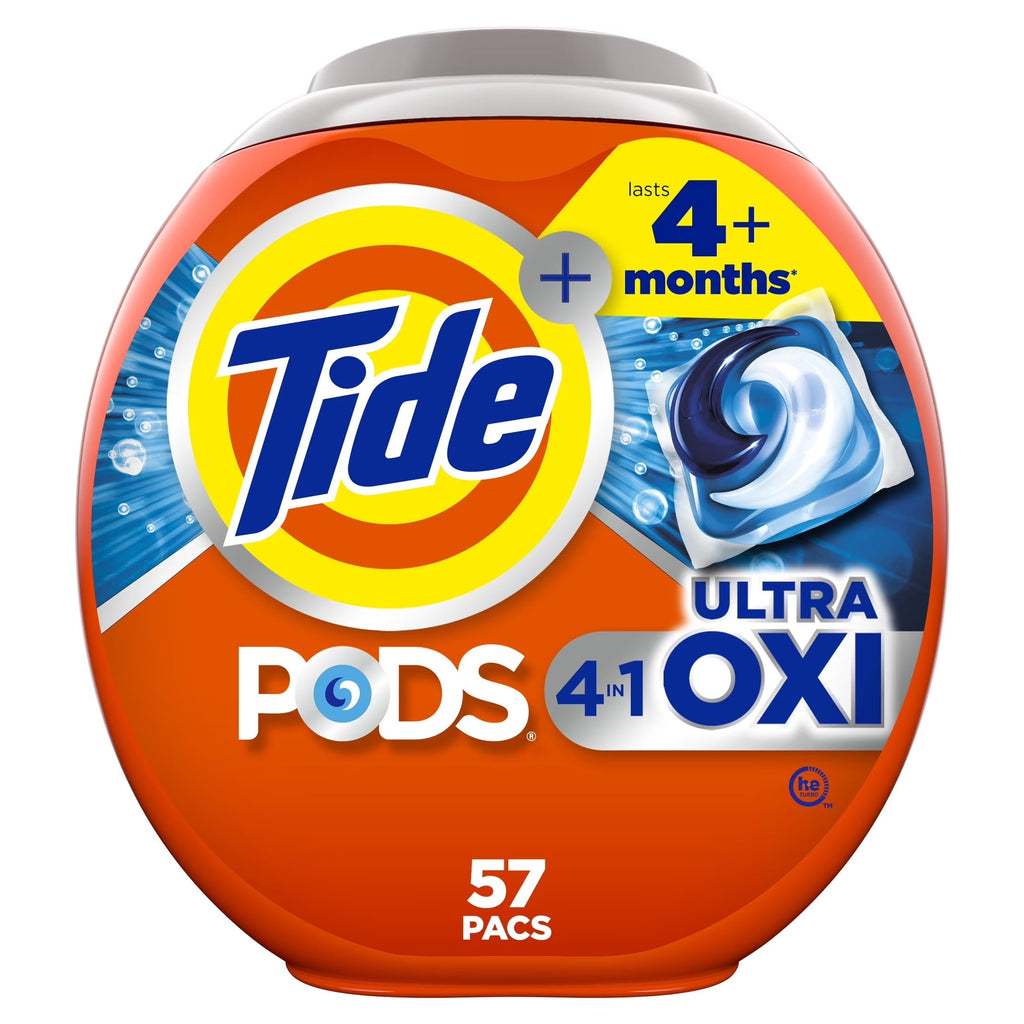 Tide PODS Laundry Detergent Soap Pacs, Ultra OXI, 57 Count