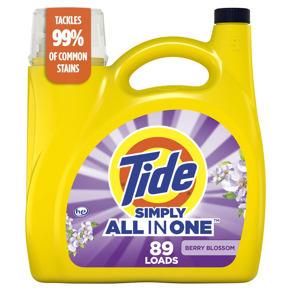 Tide Simply Laundry Detergent Liquid, Clean & Fresh, Berry Blossom Scent, 138 Loads, 173 fl oz