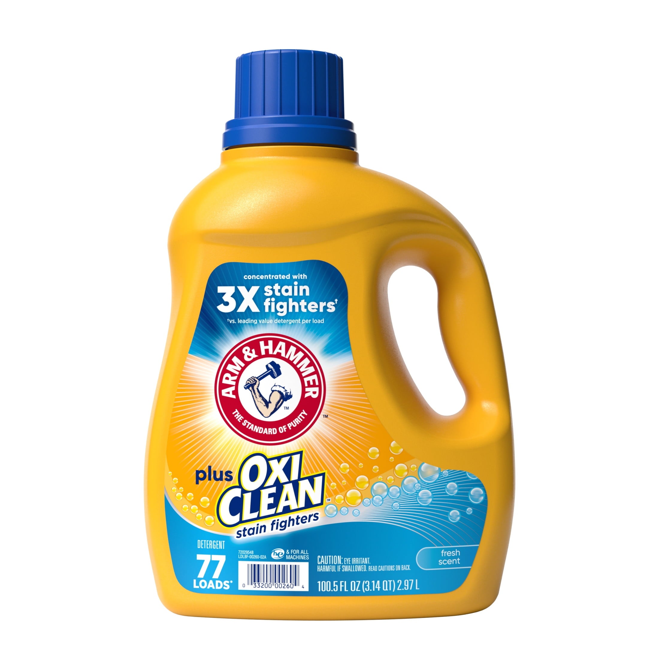 ARM & HAMMER Plus OxiClean Stain Fighters Liquid Laundry Detergent, Fresh Scent, 77 Loads