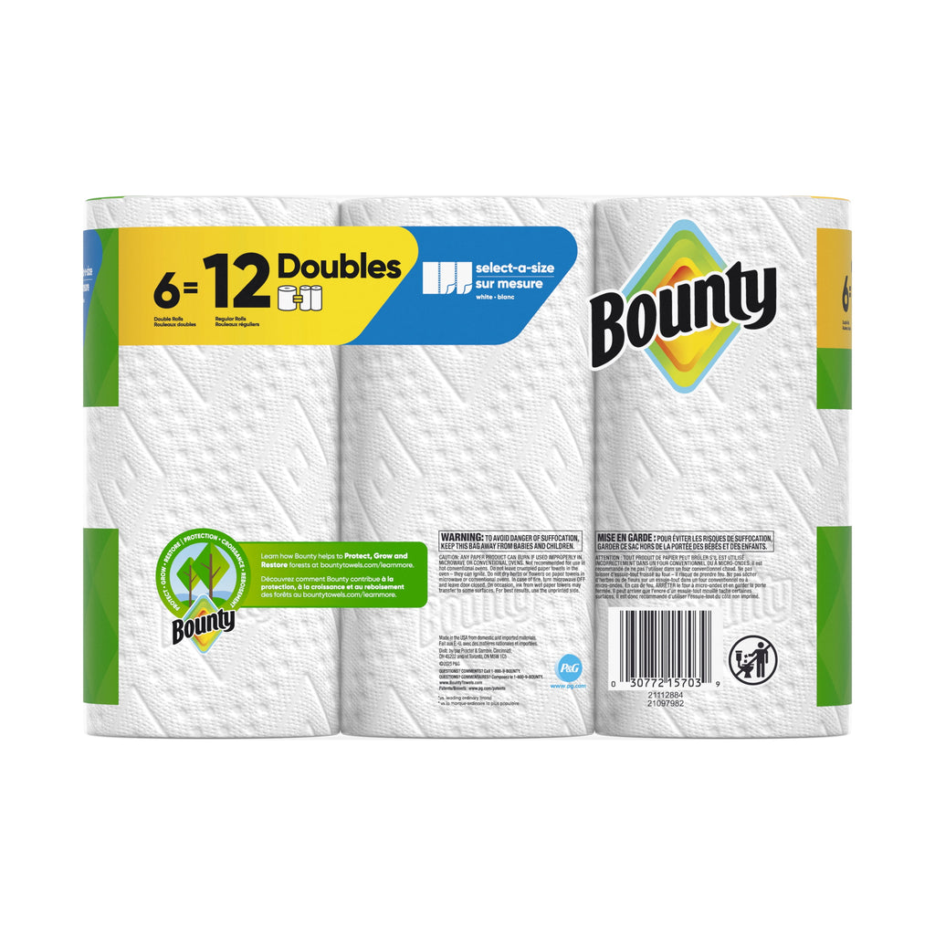 Bounty Paper Towels Select-a-Size, 6 Double Rolls