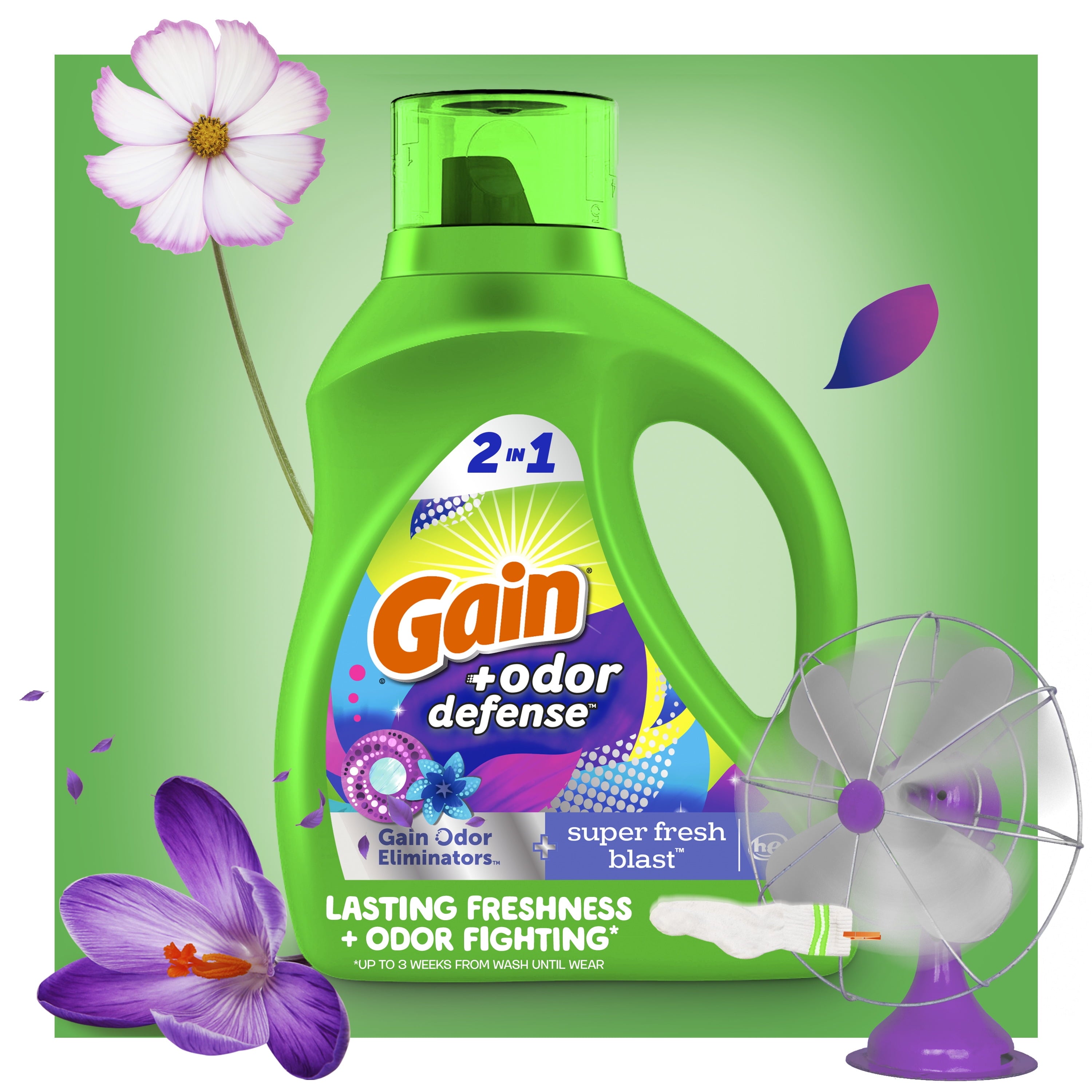 Gain Liquid Laundry Detergent Odor Defense, Super Fresh Blast Scent, 194 fl oz, 134 Loads