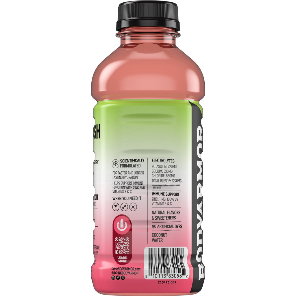 BODYARMOR Flash I.V. Strawberry Kiwi Electrolyte Sports Drink Bottle, 20 fl oz