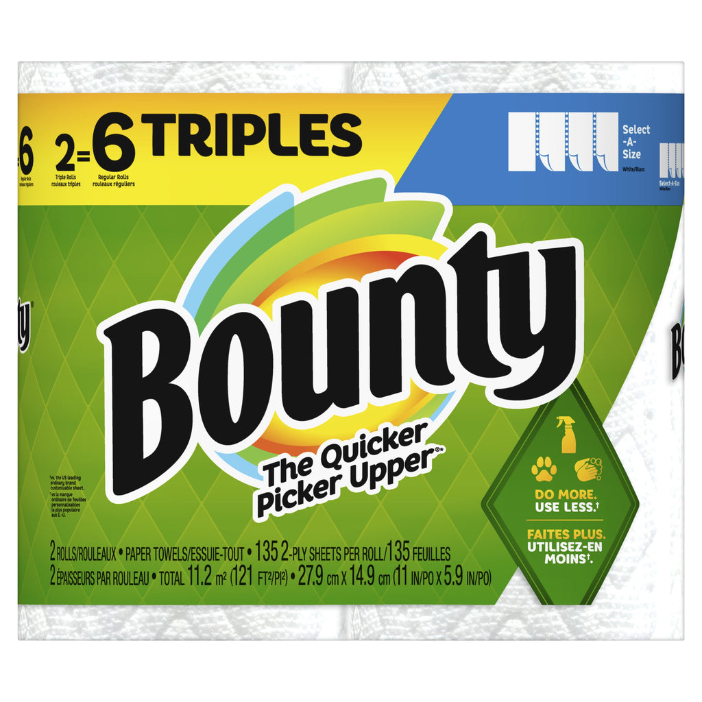 Bounty Paper Towels Select-a-Size, 2 Triple Rolls