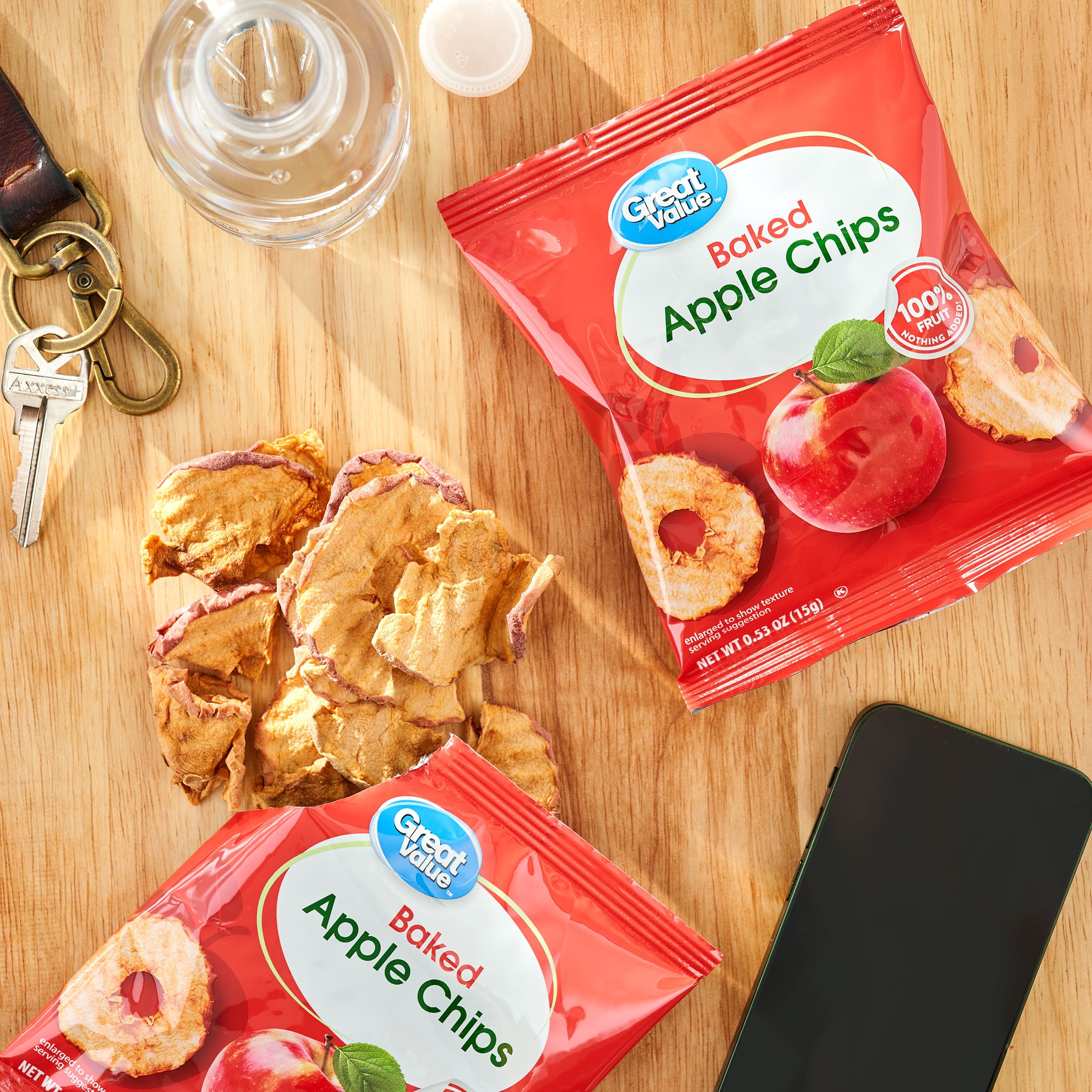 Great Value Baked Apple Chips, 0.53 oz, 6 Count