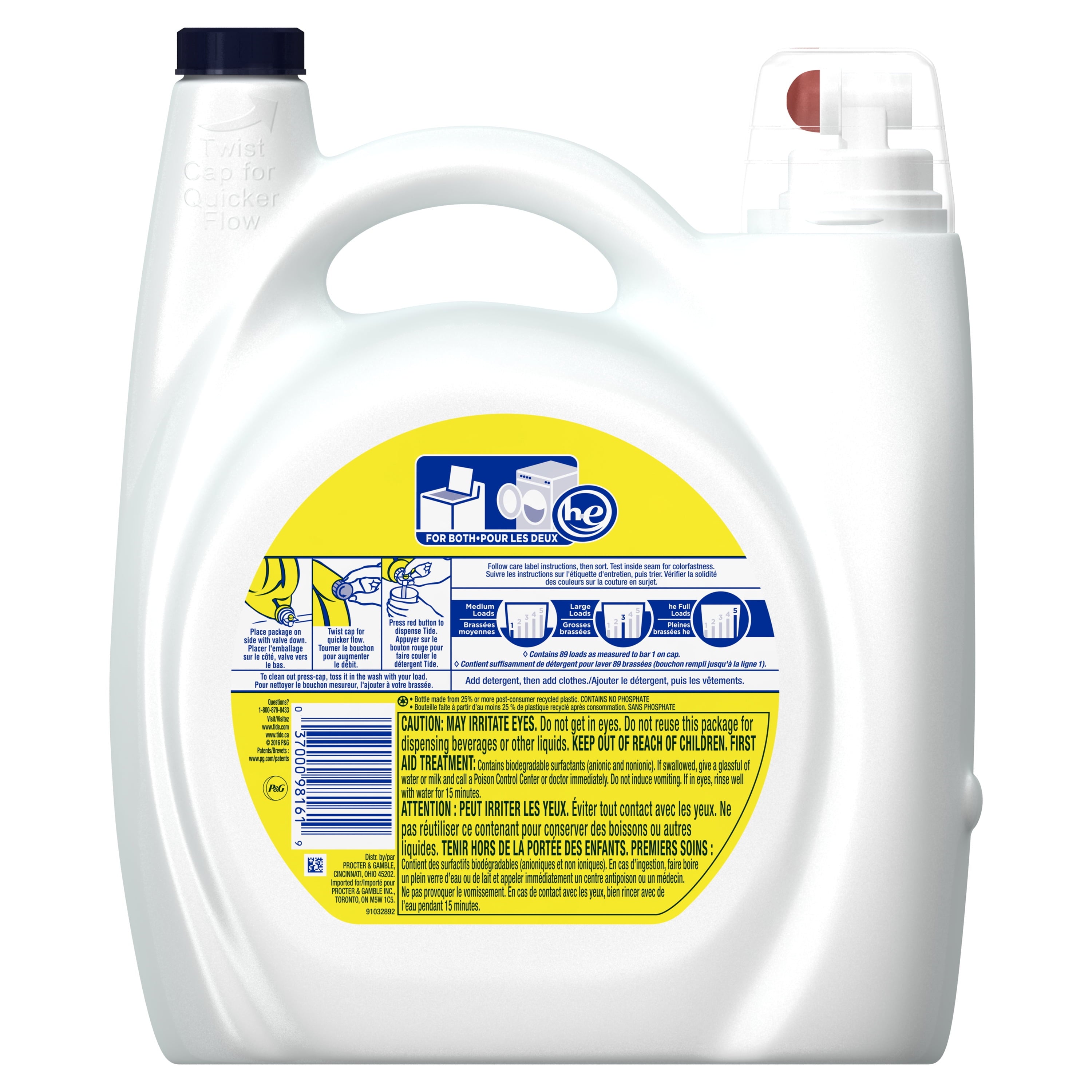 Tide Simply Free & Sensitive Liquid Laundry Detergent, 138 oz., 89 loads