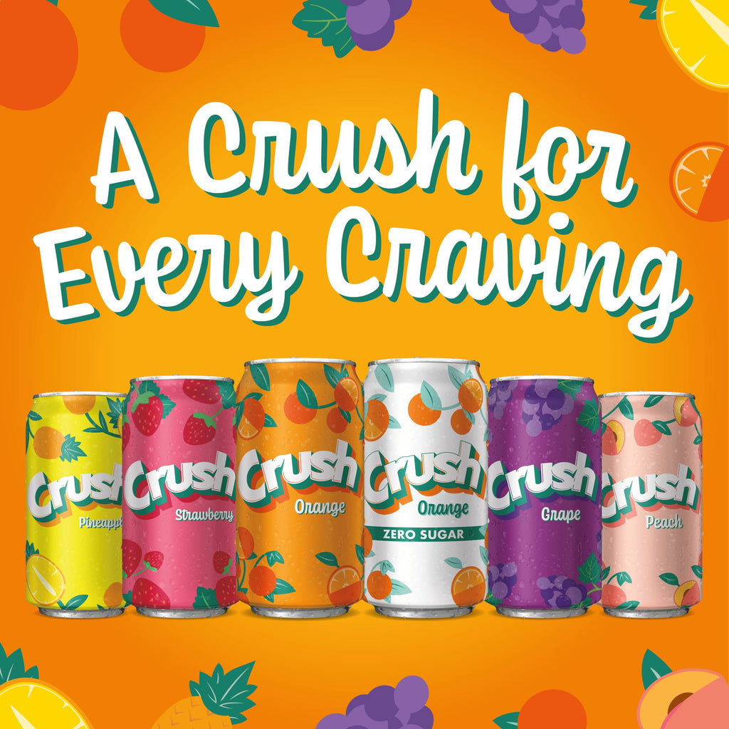Crush Caffeine Free Orange Soda Pop, 12 fl oz, 12 Pack Cans