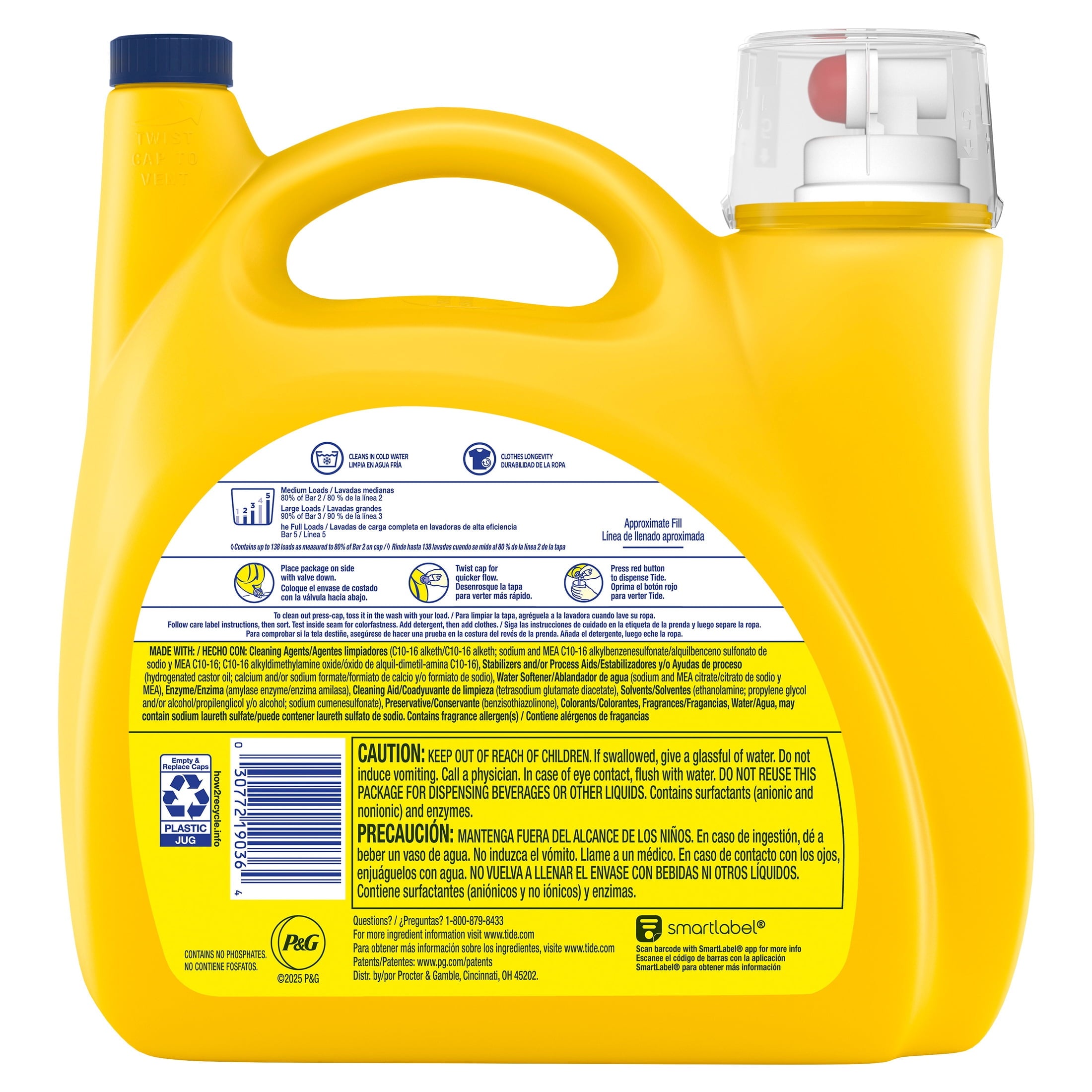 Tide Simply Laundry Detergent Liquid, Clean & Fresh, Berry Blossom Scent, 138 Loads, 173 fl oz