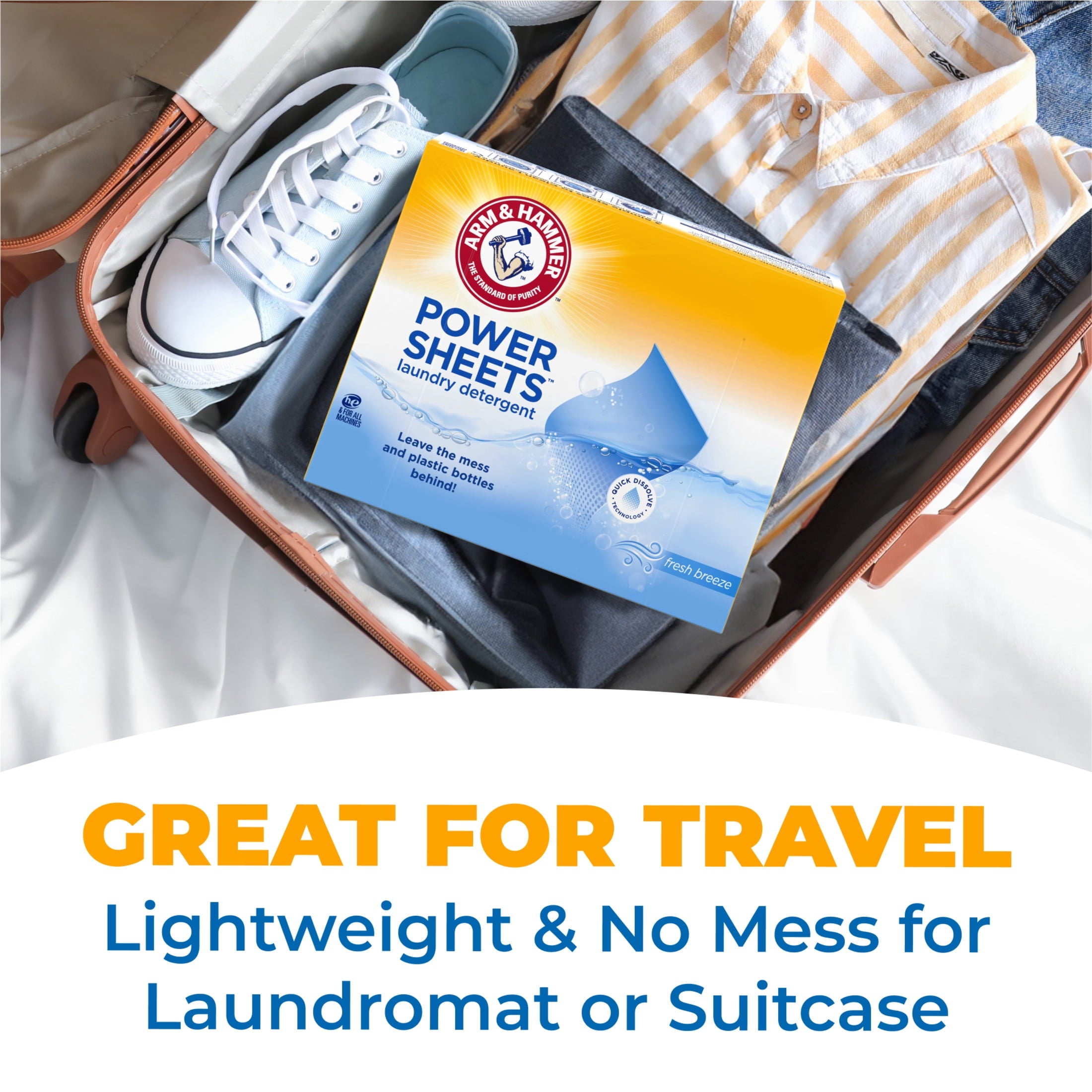 ARM & HAMMER Power Sheets Laundry Detergent, Fresh Breeze 60 ct, up to 120 small loads