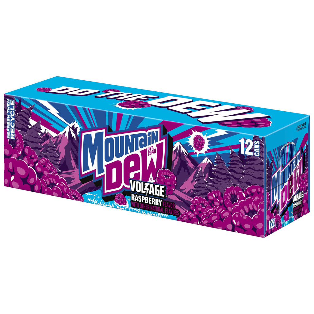 Mountain Dew Voltage Raspberry Citrus Flavor and Ginseng Soda, 12 fl oz, 12 Count