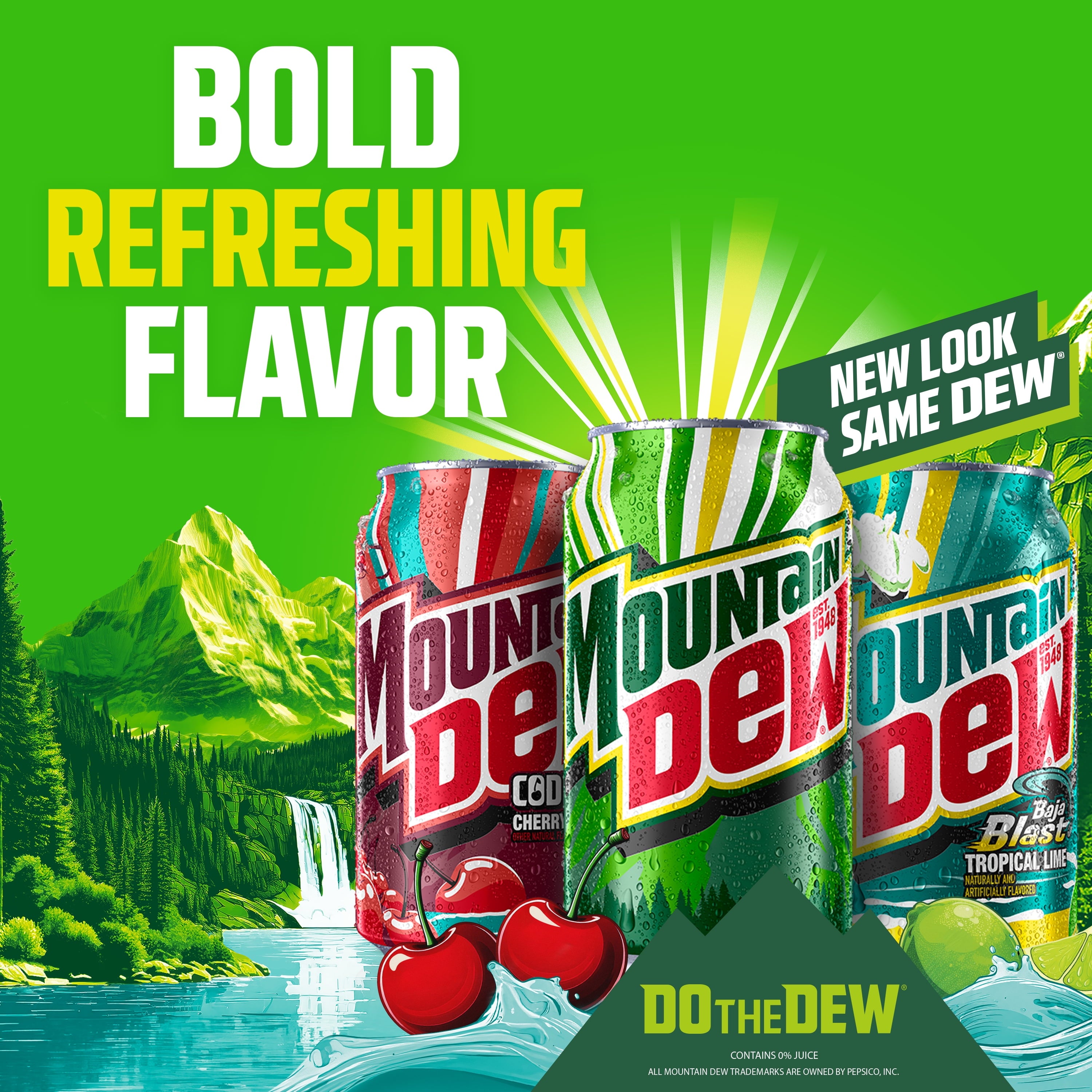 Mountain Dew Soda Pop, Baja Blast, 12 fl oz Cans, 12 Pack