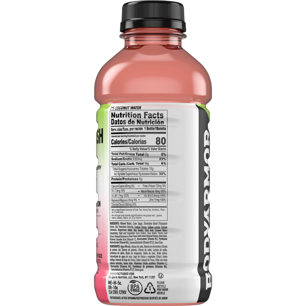 BODYARMOR Flash I.V. Strawberry Kiwi Electrolyte Sports Drink Bottle, 20 fl oz