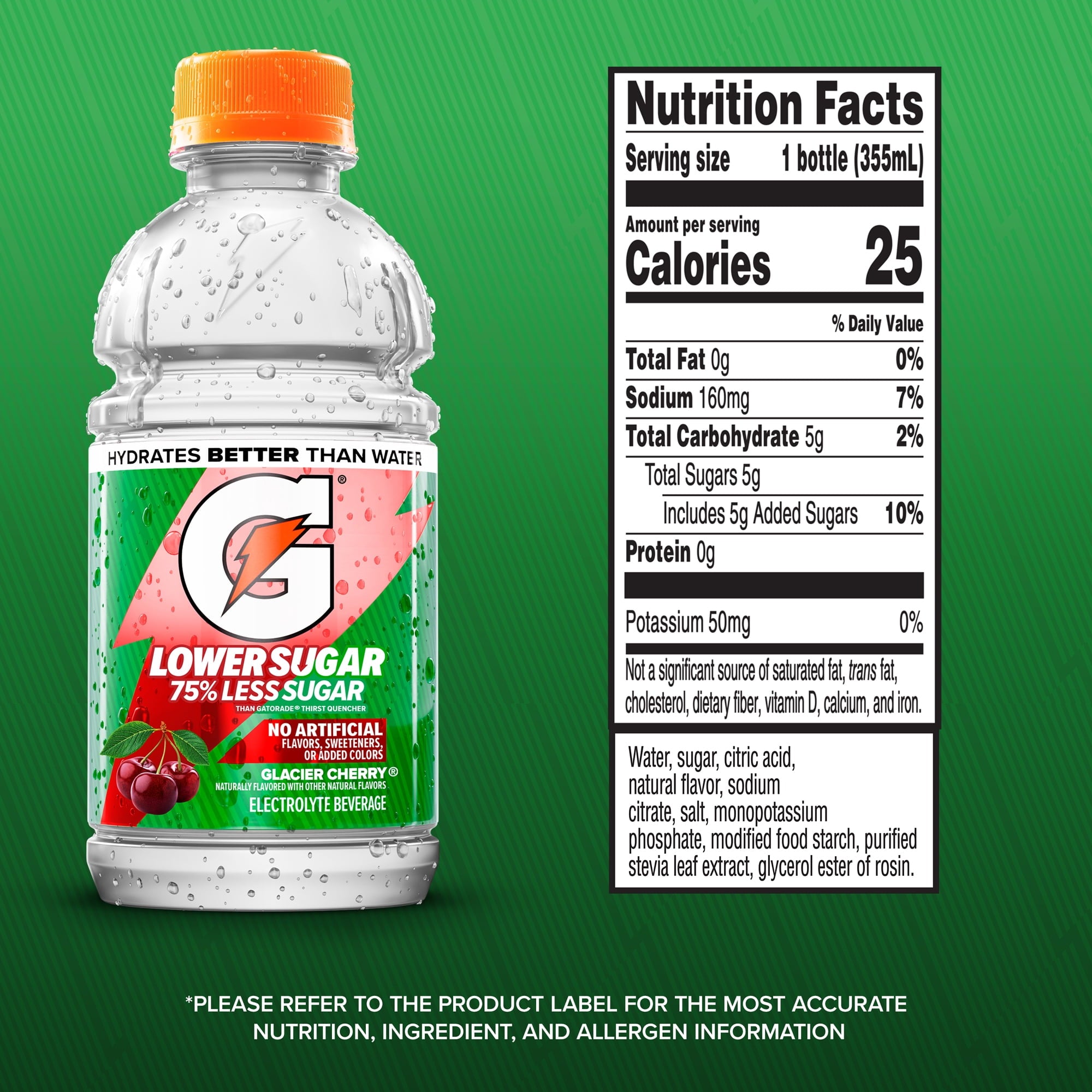 Gatorade Lower Sugar, No Artificials Fruit Punch Flavored Electrolyte Sports Drink, 12 fl oz Bottle, (12 pack), 75% Less Sugar, Hydration