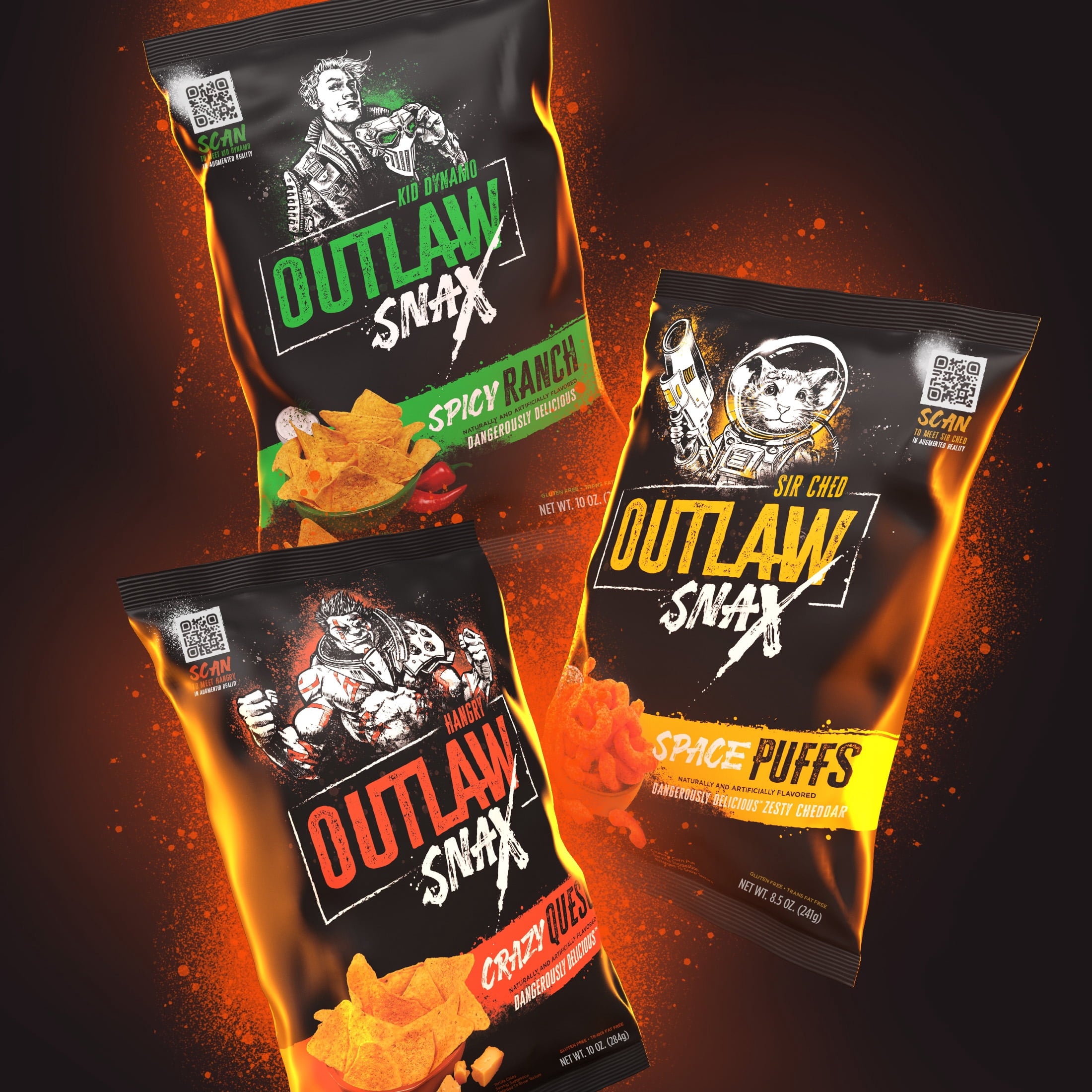 Outlaw Snax Spicy Ranch Flavored Tortilla Chips 10oz Family Size Bag