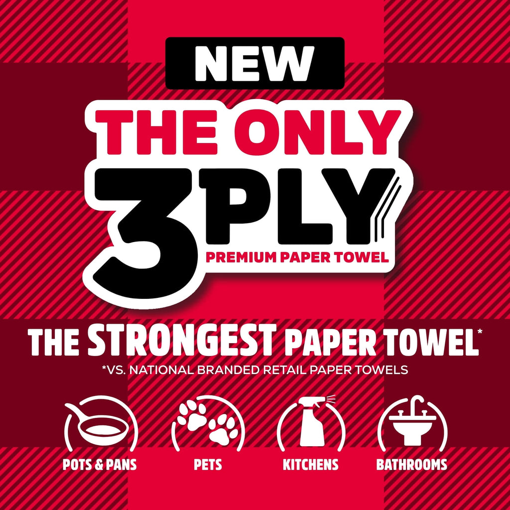 (2 Pack) Brawny Tear-a-Square 3-Ply Paper Towels, 6 Double Rolls